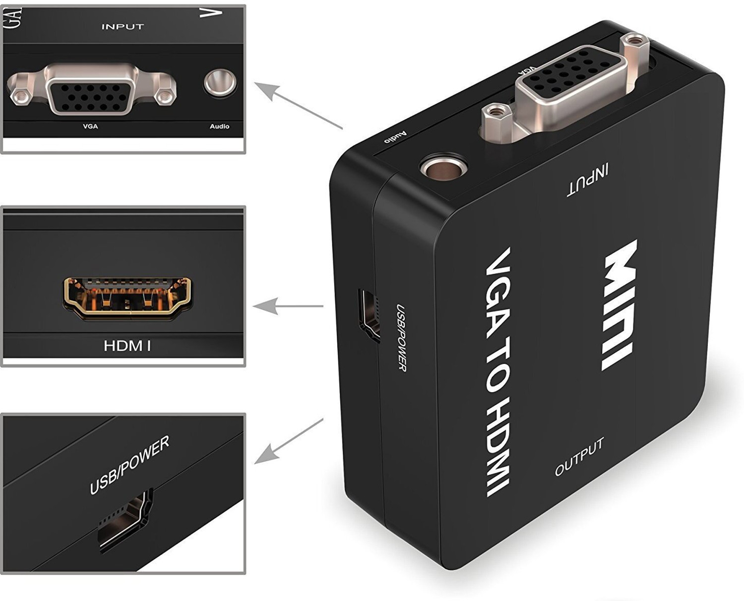 AlexVyan Mini VGA to HD Converter VGA2HDMI Adapter Box Input VGA ... more