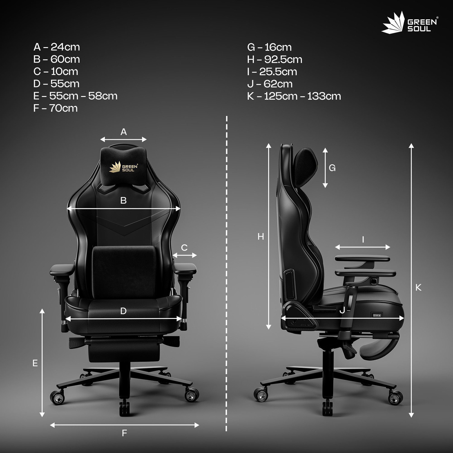 Image of GREEN SOUL Monster Pro Ventilated Seats, Massager & ErgoCurve Legrest Gaming Chair