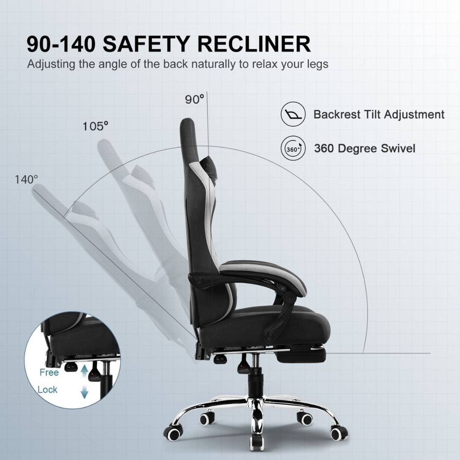 GTPLAYER Cloud Gaming Chair with Footrest - Image 2