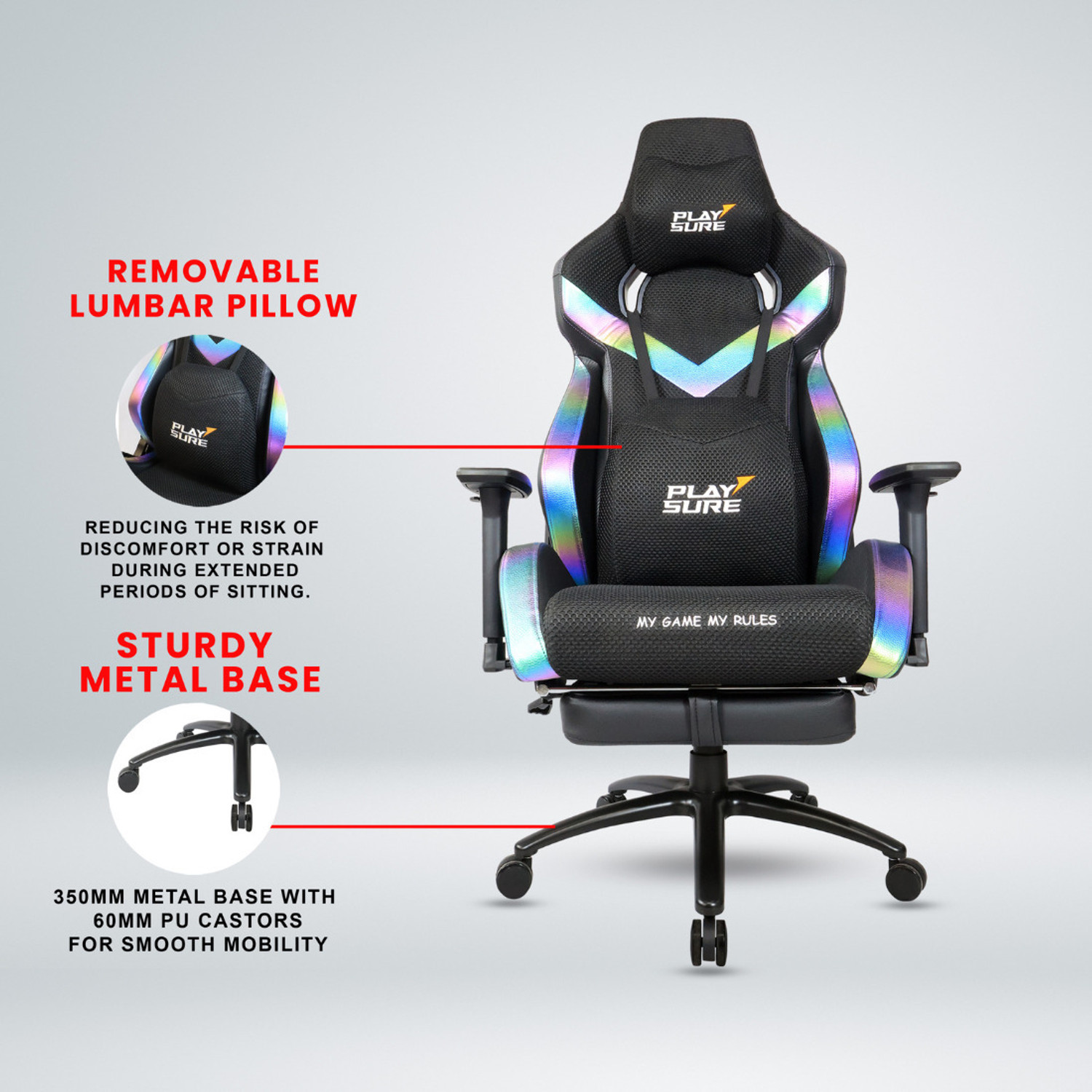 Image of Make My Chairs HyperX Any Stage Locking Mechanism with Footrest|4D Adjustable Armrest Gaming Chair