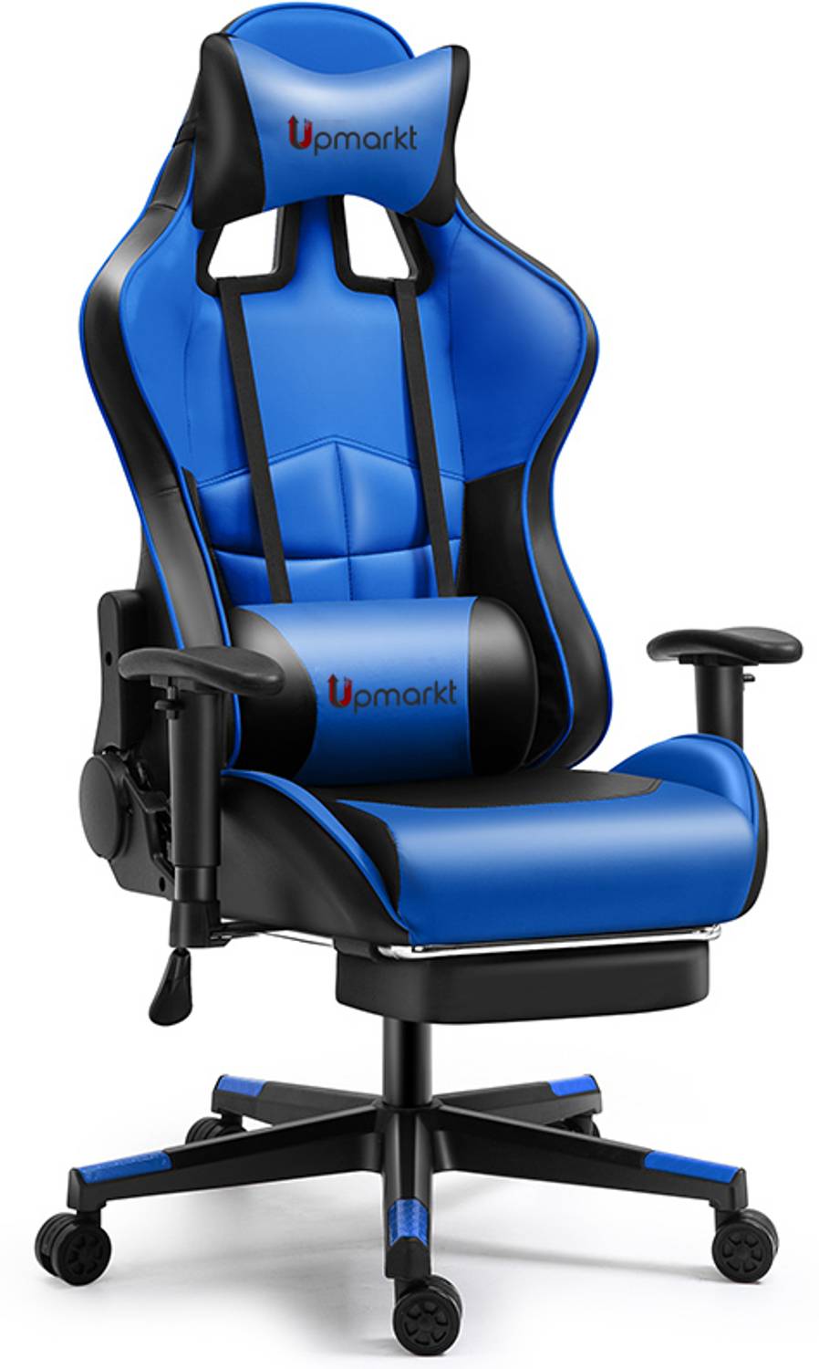 Upmarkt Pro Gamer Racing Style Ergonomic Gaming Chair Blue Gaming Chair
