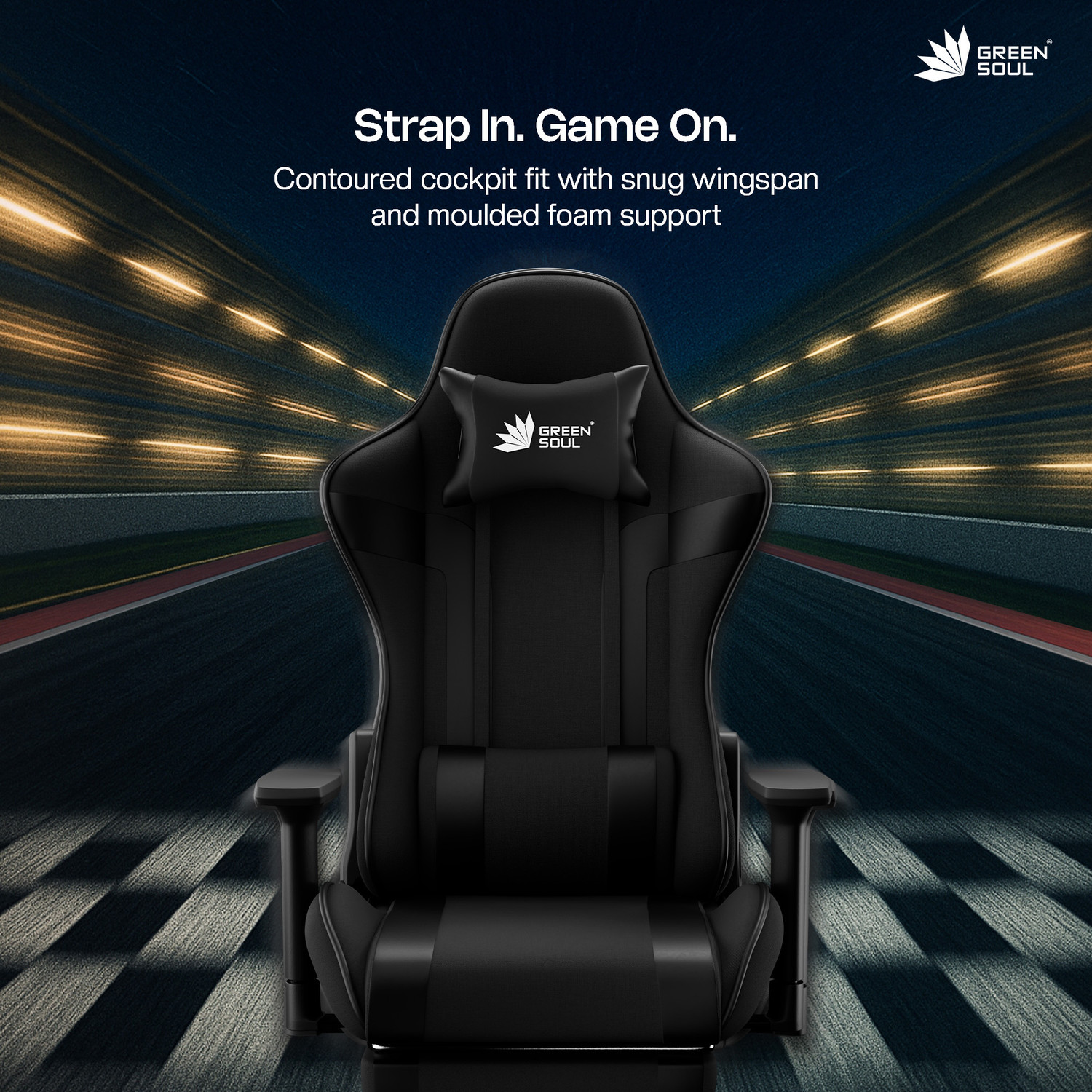 Image of GREEN SOUL Raptor Pro Racing Edition Ergonomic Premium Fabric | Massager & Legrest Gaming Chair