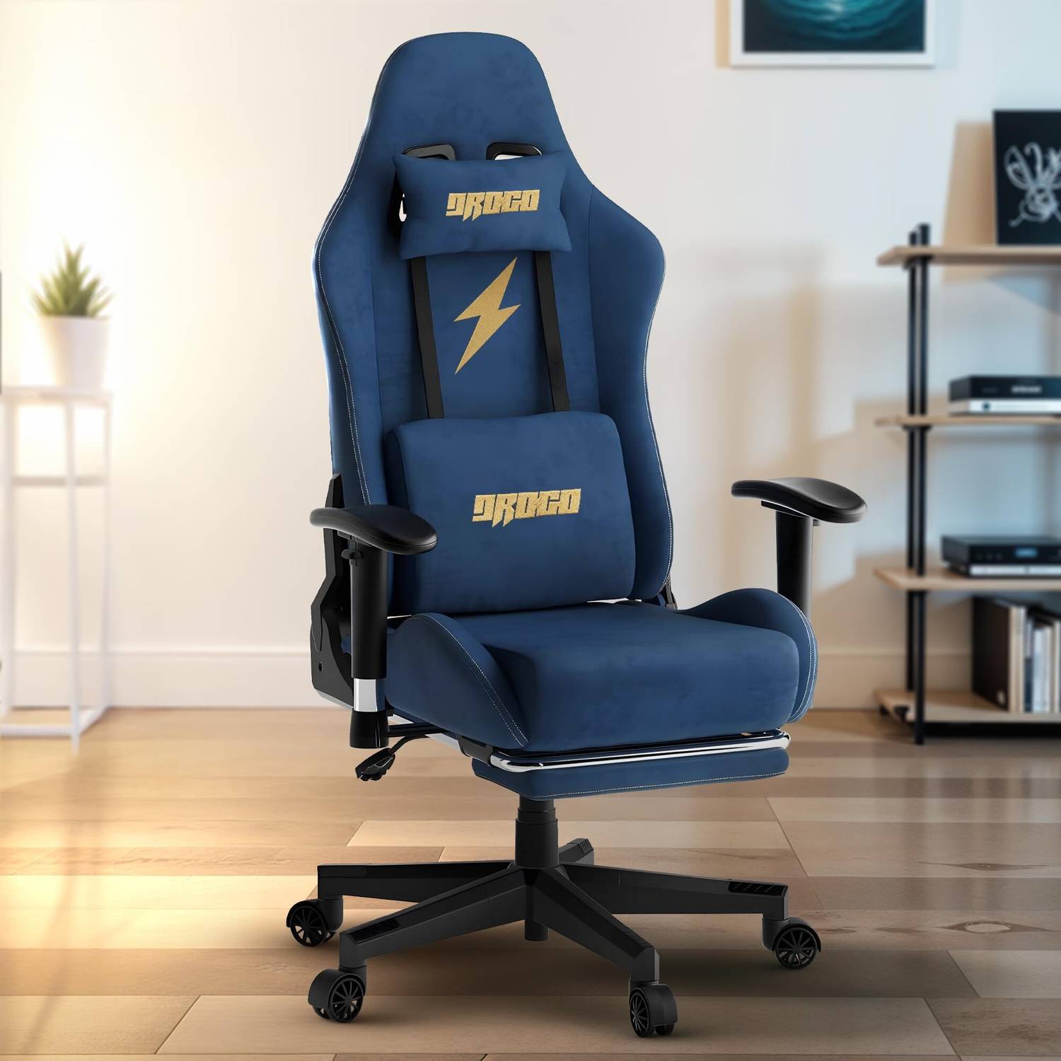 Drogo Raptor Ergonomic Gaming Chair with Armrest,Footrest,Head&Massager Lumbar Pillow Gaming Chair