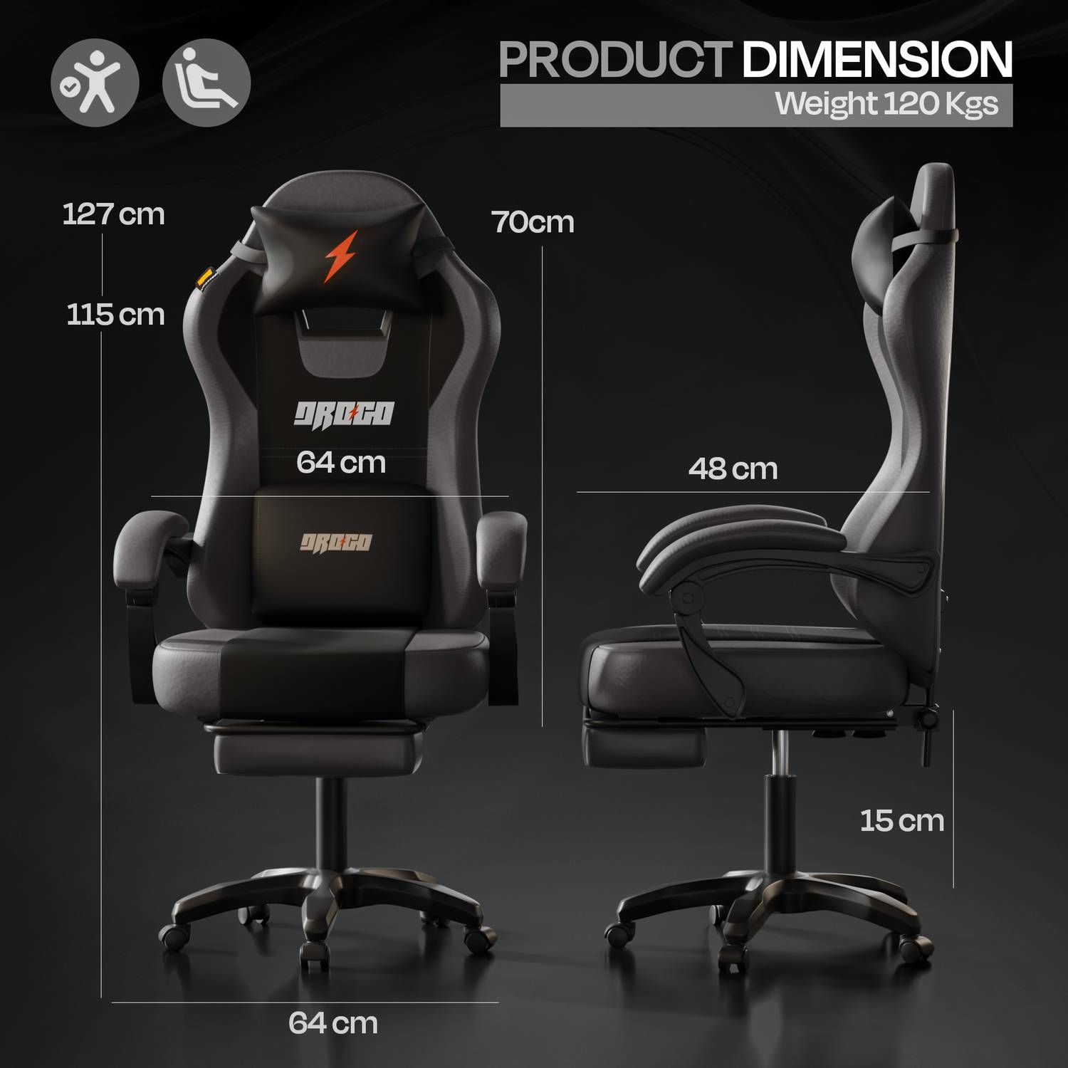 Drogo High Back Ergonomic Gaming Chair - Image 2