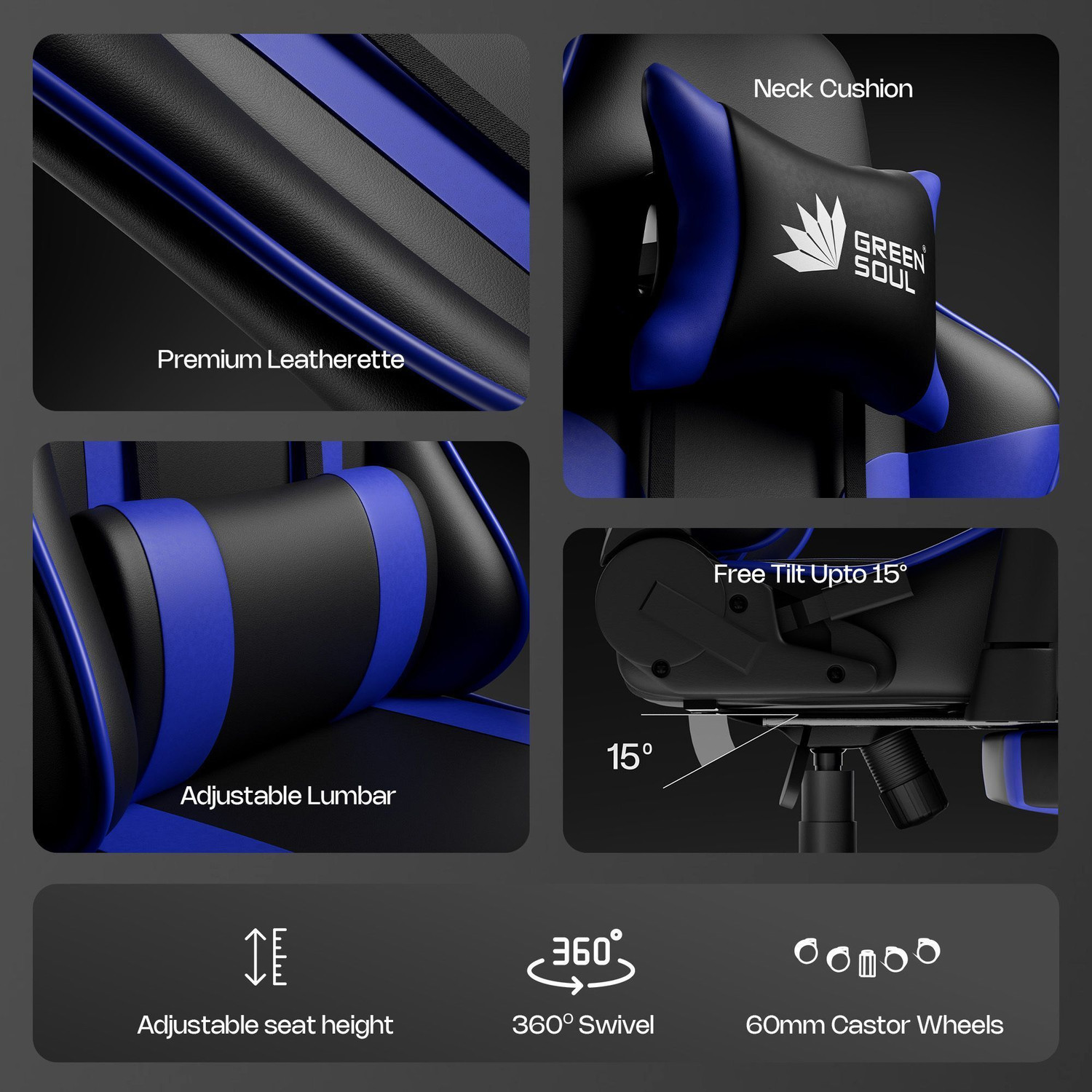 Image of GREEN SOUL Raptor Pro Racing Edition Ergonomic Premium PU Leather| Massager & Legrest Gaming Chair