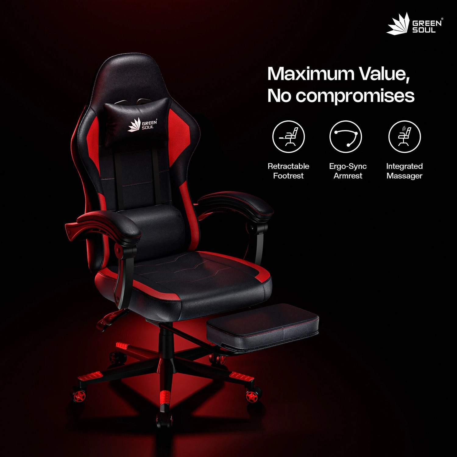 Image of GREEN SOUL Blade Ergonomic Gaming Chair|Multi-Functional Computer Chair|Ergo Sync Armrest Gaming Chair