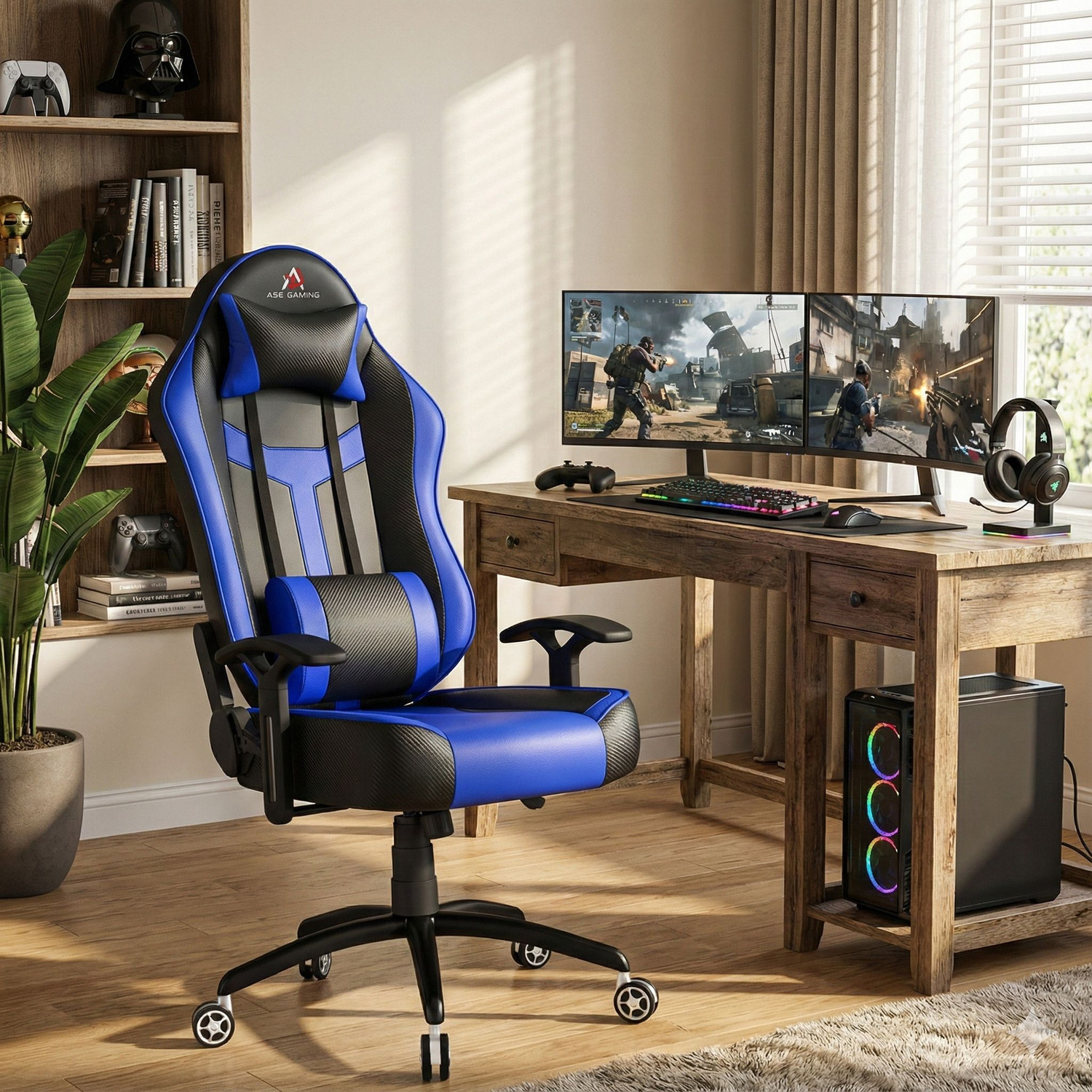 Image of ASE Gaming Ranger Series Gaming Chair with 180 Degree Reclining And Black Metal Base Gaming Chair