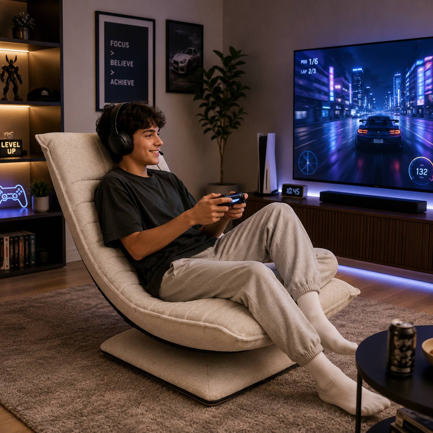 KAWACHI 360° Rotating Recliner Floor Swivel Multipurpose Chair for Gaming Relaxation Gaming Chair