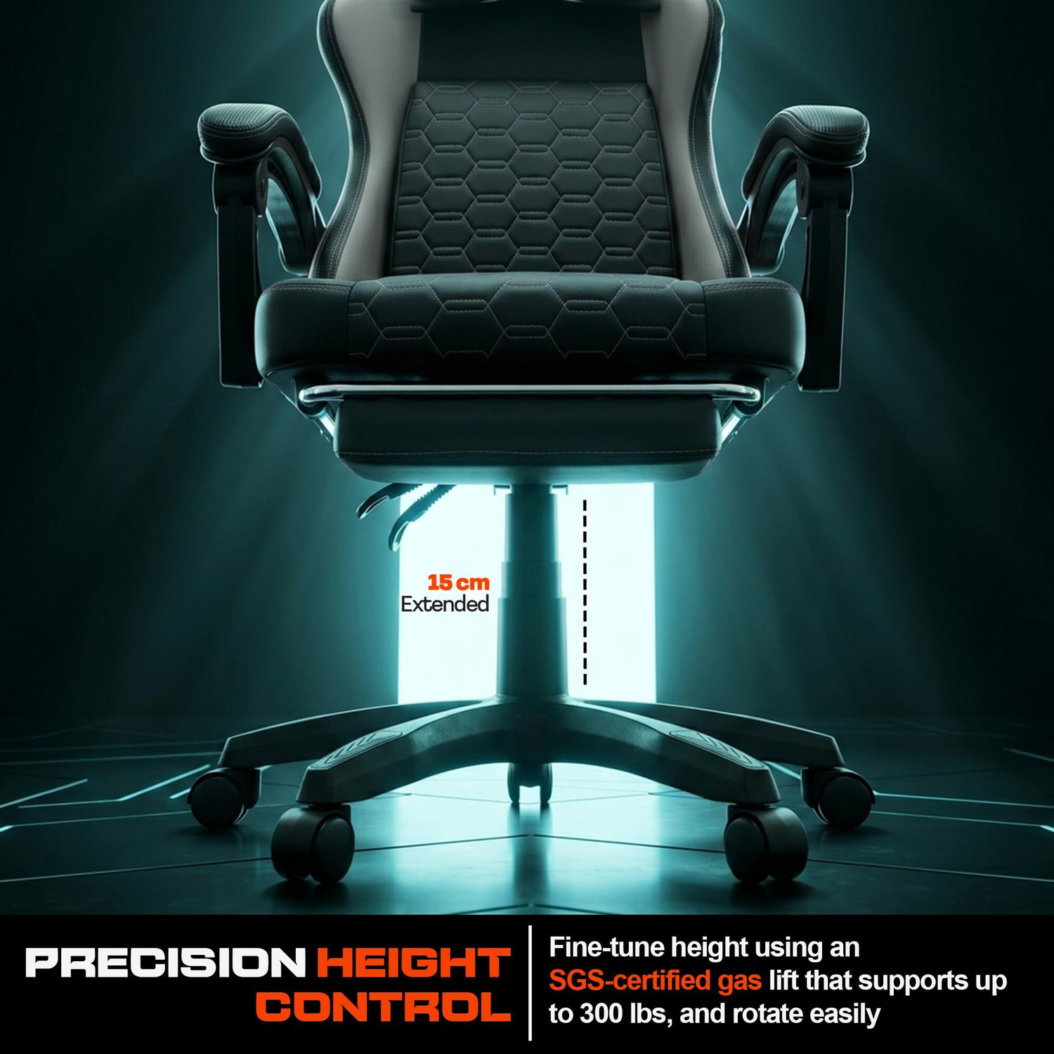 Image of Drogo Pulse Ergonomic Gaming Chair, PU Leather, Lumbar Support, Recliner & Footrest Gaming Chair