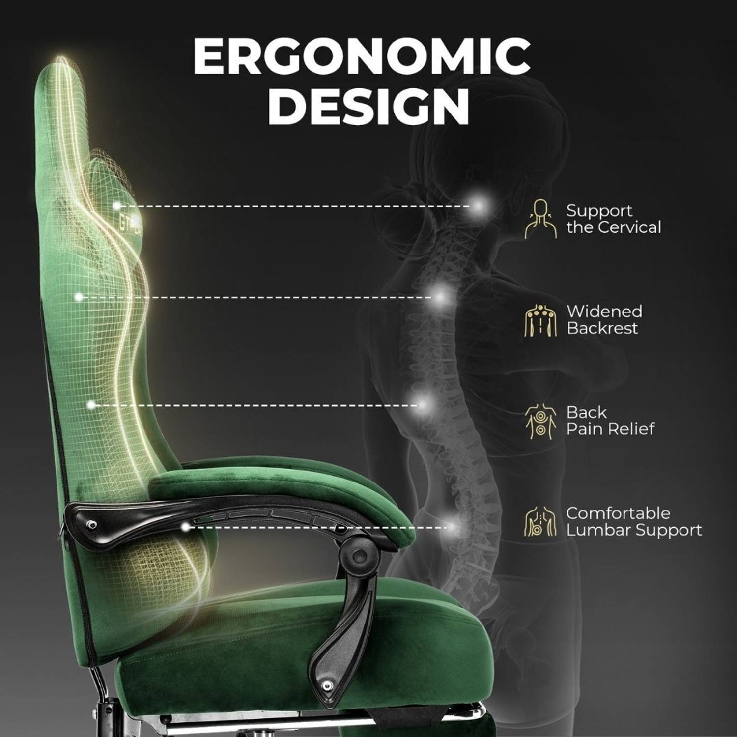 GTPLAYER Silken Gaming Chair with Footrest - Image 3