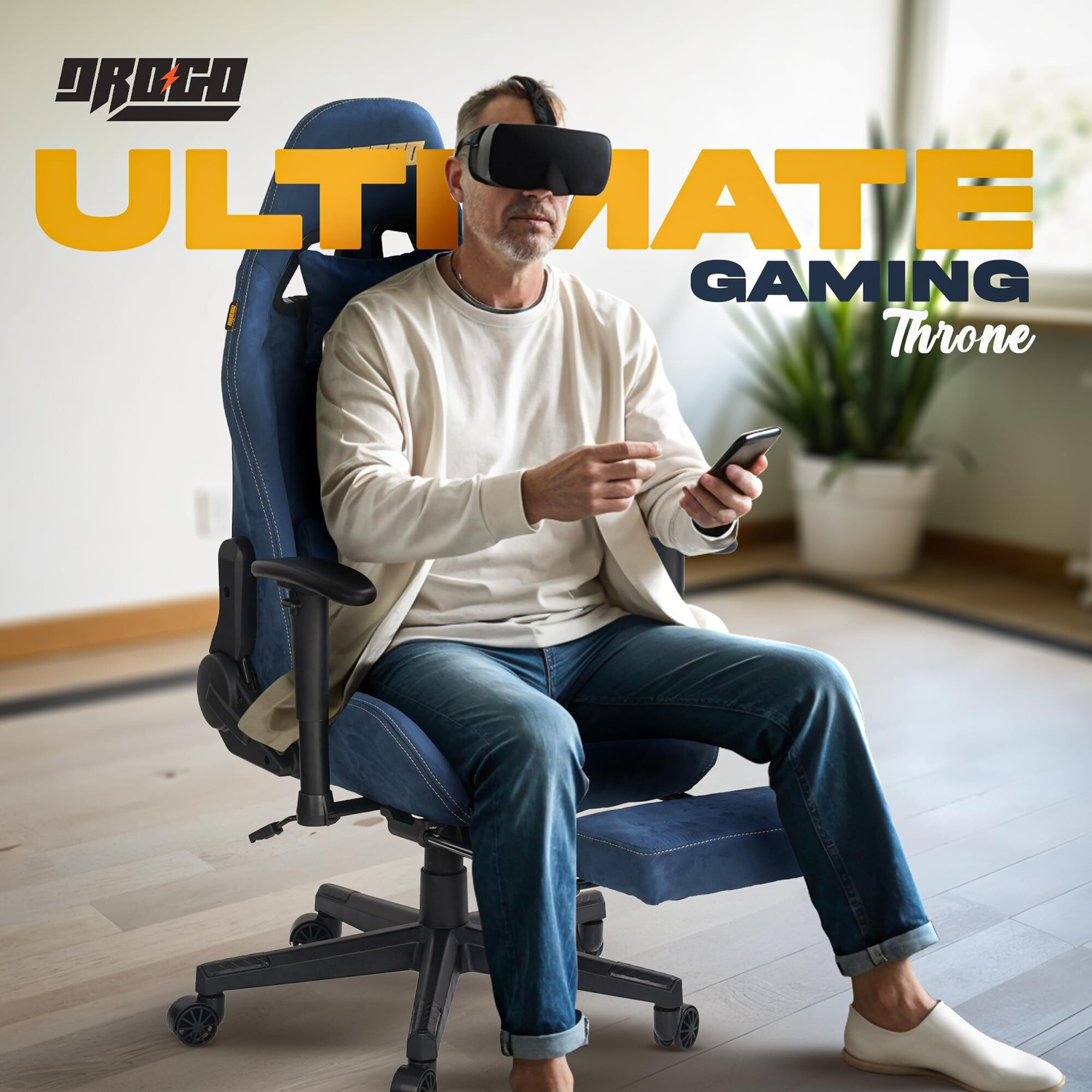 Image of Drogo Raptor Ergonomic Gaming Chair with Armrest,Footrest,Head&Massager Lumbar Pillow Gaming Chair