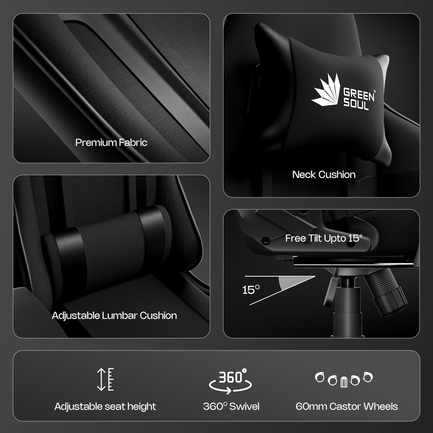 Image of GREEN SOUL Raptor Pro Racing Edition Ergonomic Premium Fabric | Massager & Legrest Gaming Chair