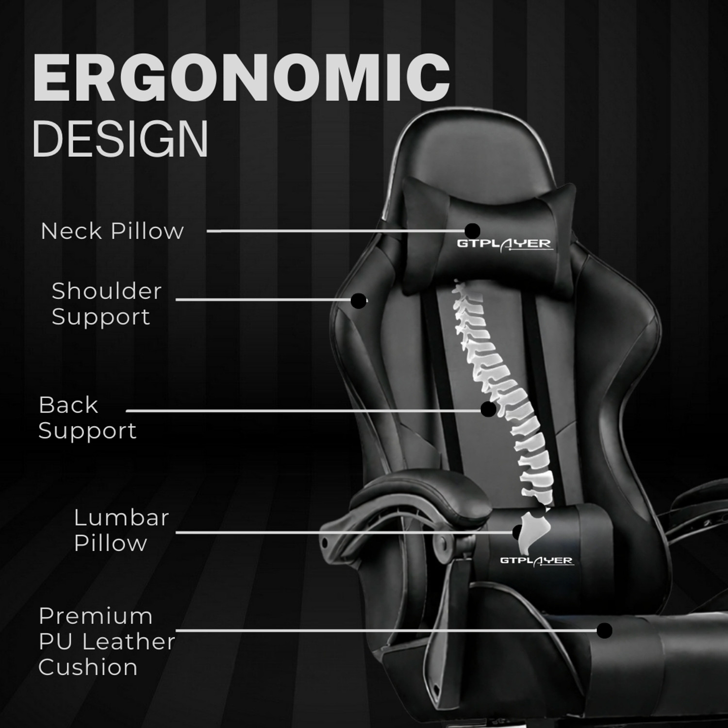 Image of GTPLAYER #1USA Multi-Functional Ergonomic Leatherette Office Adjustable Arm Chair