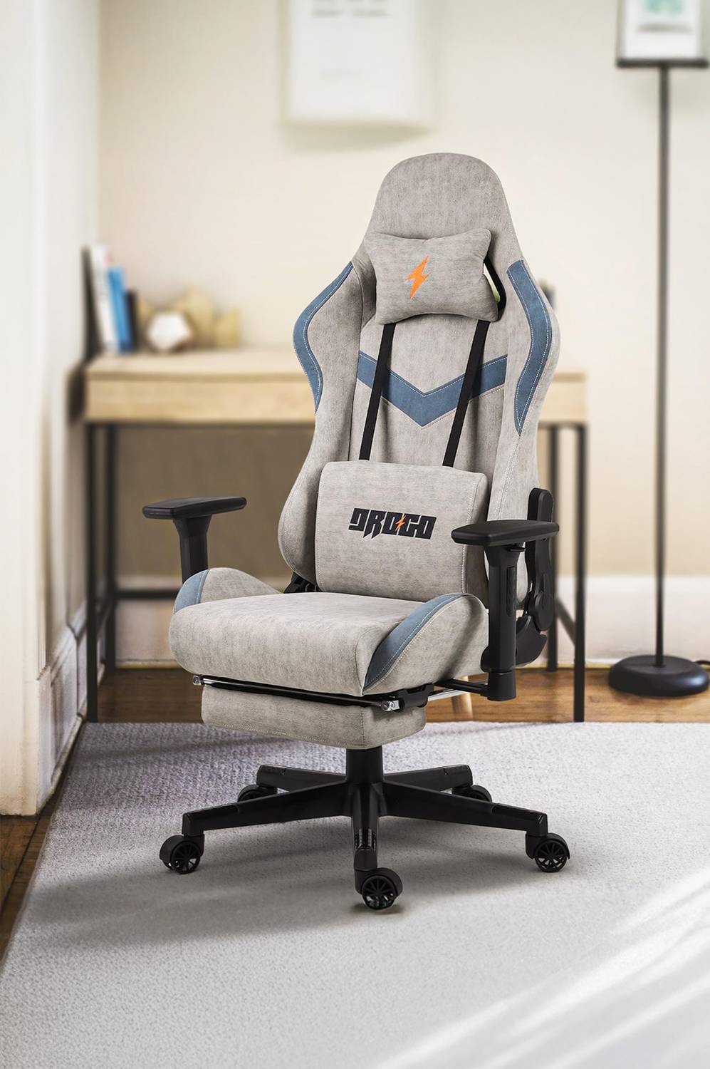 Drogo Multi-Purpose Ergonomic Gaming Chair with Head & USB Massager Pillow, PU Leather Gaming Chair