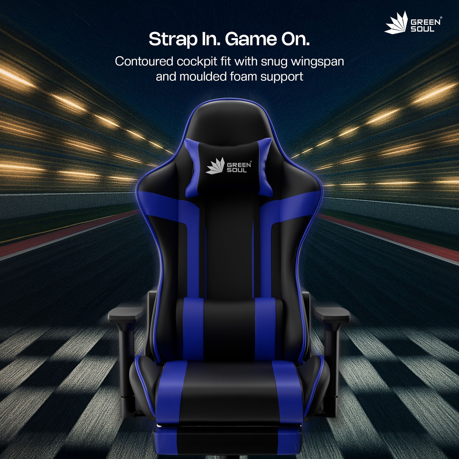 Image of GREEN SOUL Raptor Pro Racing Edition Ergonomic Premium PU Leather| Massager & Legrest Gaming Chair