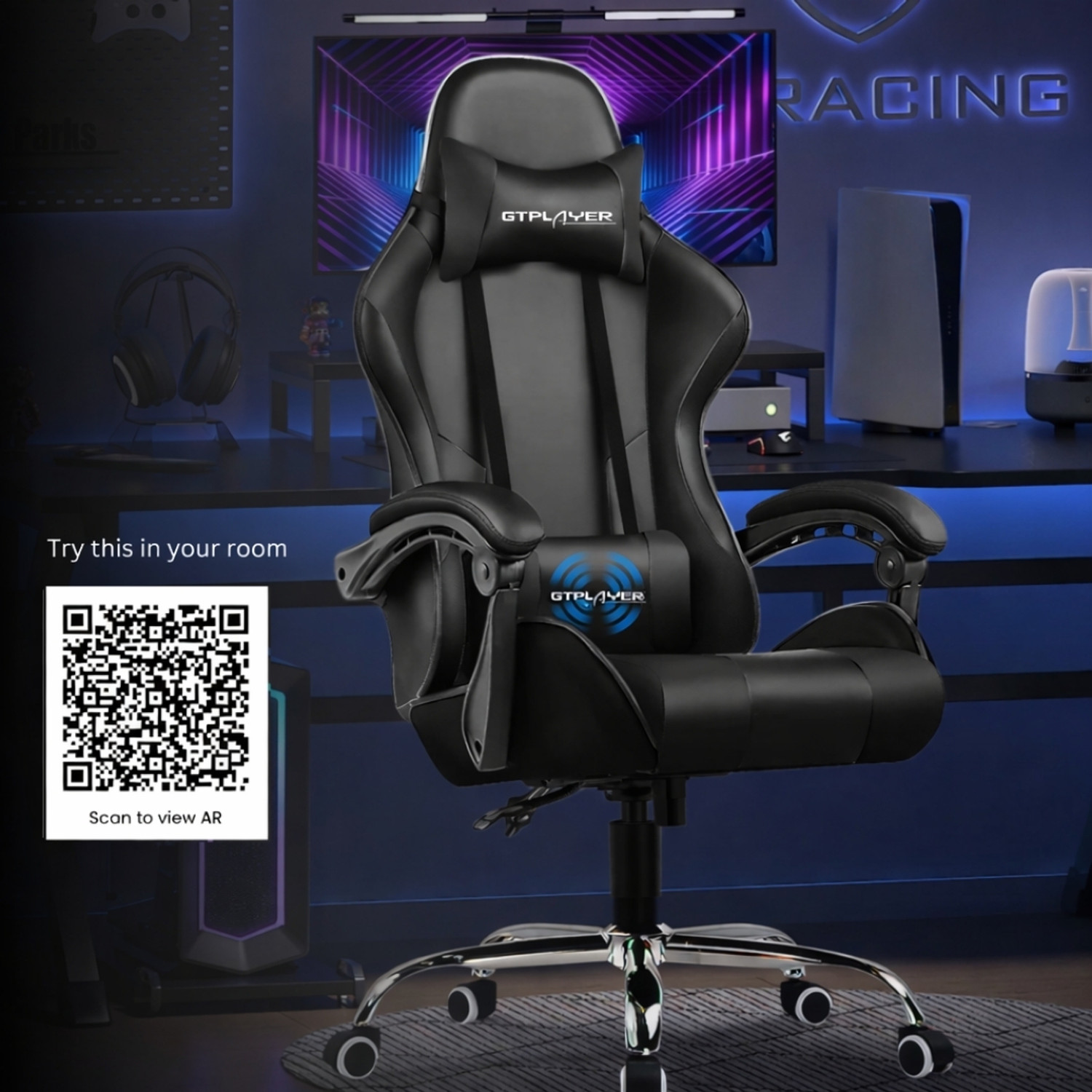 Image of GTPLAYER #1USA Multi-Functional Ergonomic Leatherette Office Adjustable Arm Chair