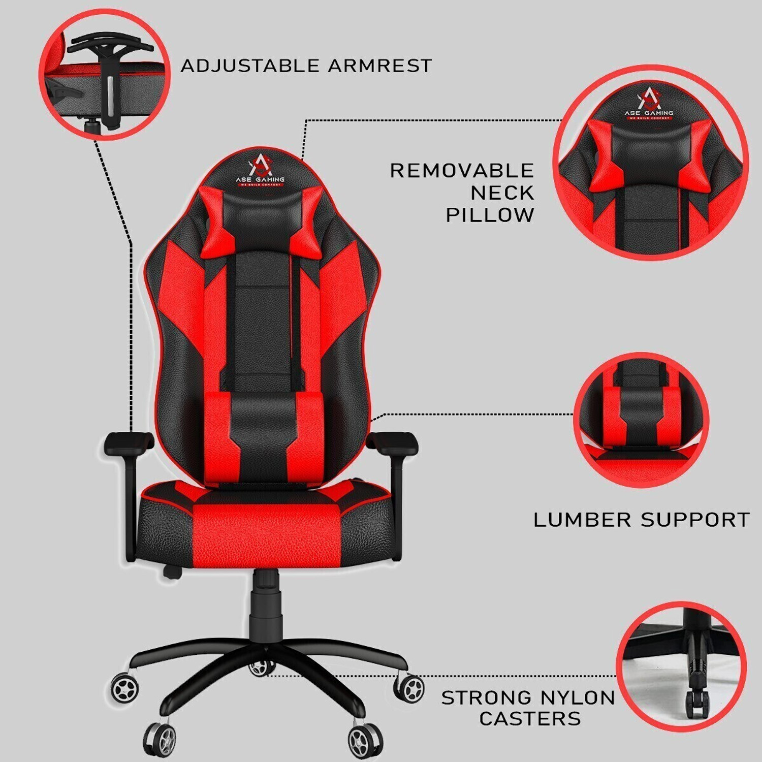 Image of ASE Gaming Modren Series Ergonomic Gaming Chair with Head & Lumbar Pillow Gaming Chair