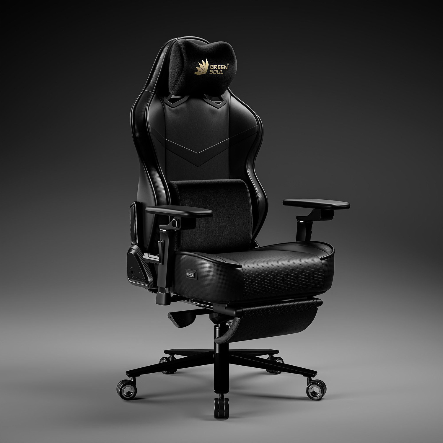 Image of GREEN SOUL Monster Pro Ventilated Seats, Massager & ErgoCurve Legrest Gaming Chair