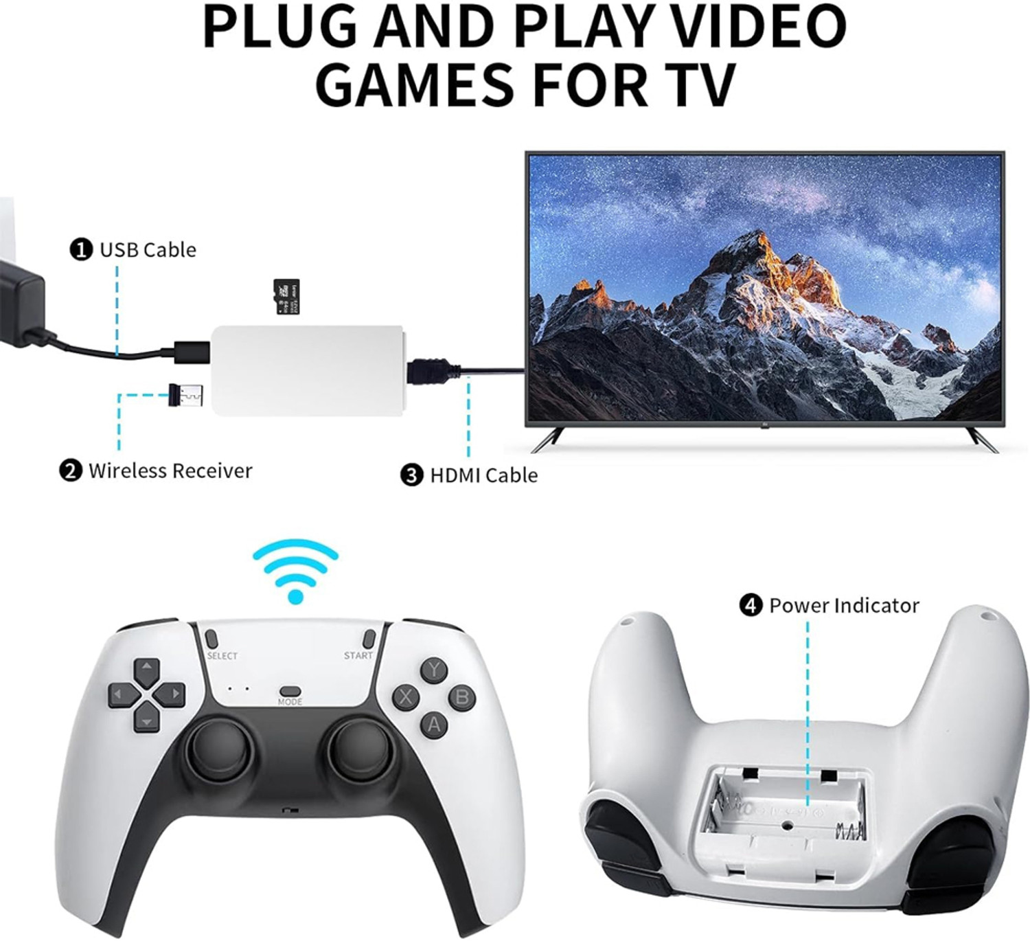 Image of Nizix Retro Gaming Console 4K HD Wireless Game Stick with 2 Controllers 24,000+ Games Handheld Gaming Console
