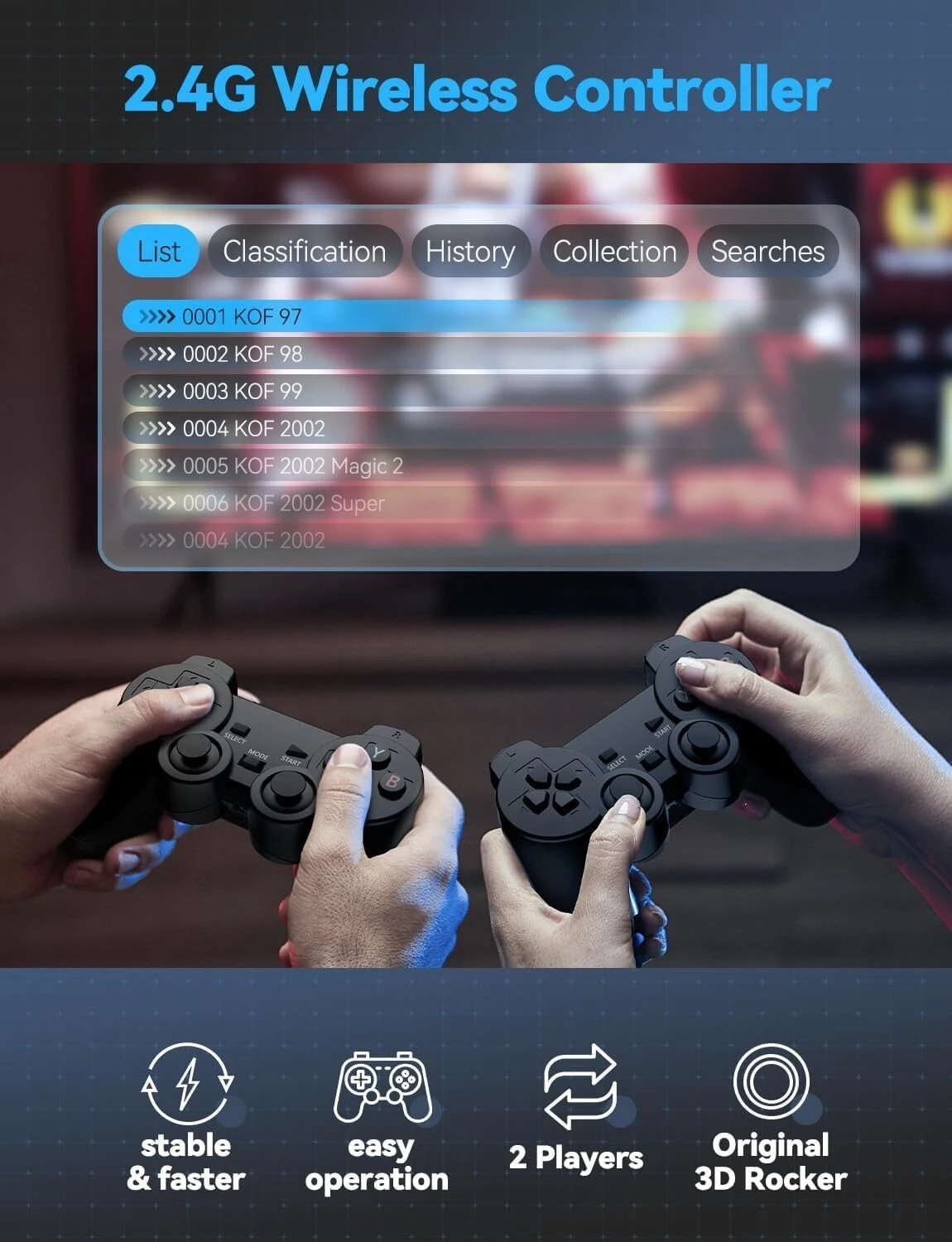 Image of Playtastic Retro Game Stick 2.4G Wireless Classic Video Game 64 GB with 10,000+Built Games, with 10 Emulators 10000+ Games 2.4G Wireless
