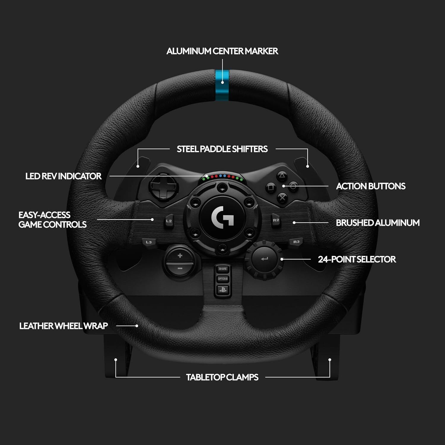 Image of Logitech G923 TRUEFORCE Playstation Edition Gaming Steering Wheel, Real Driving Simulator with 900 Rotation with Dual-Motor Vibrating Force Feedback
