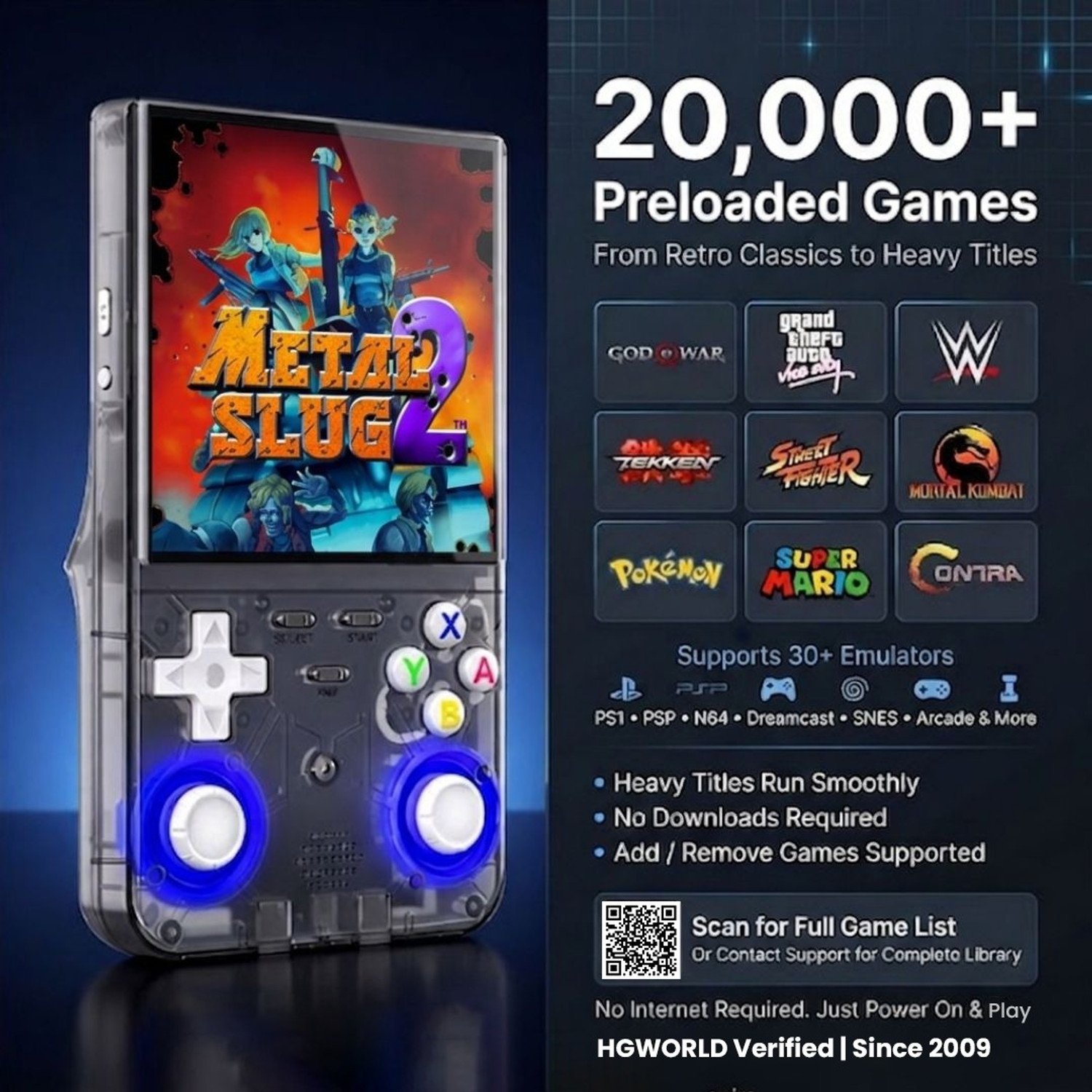 Image of HG WORLD Retro Game R36S Ultra HD Video Game Hand Gaming Console For Pocket Game Box With 30+ Emulator,4 inch HD Screen Rechargeable Battery Handheld Console Gaming 64 GB with 20000+ Games, God of War, GTA, Mario & More
