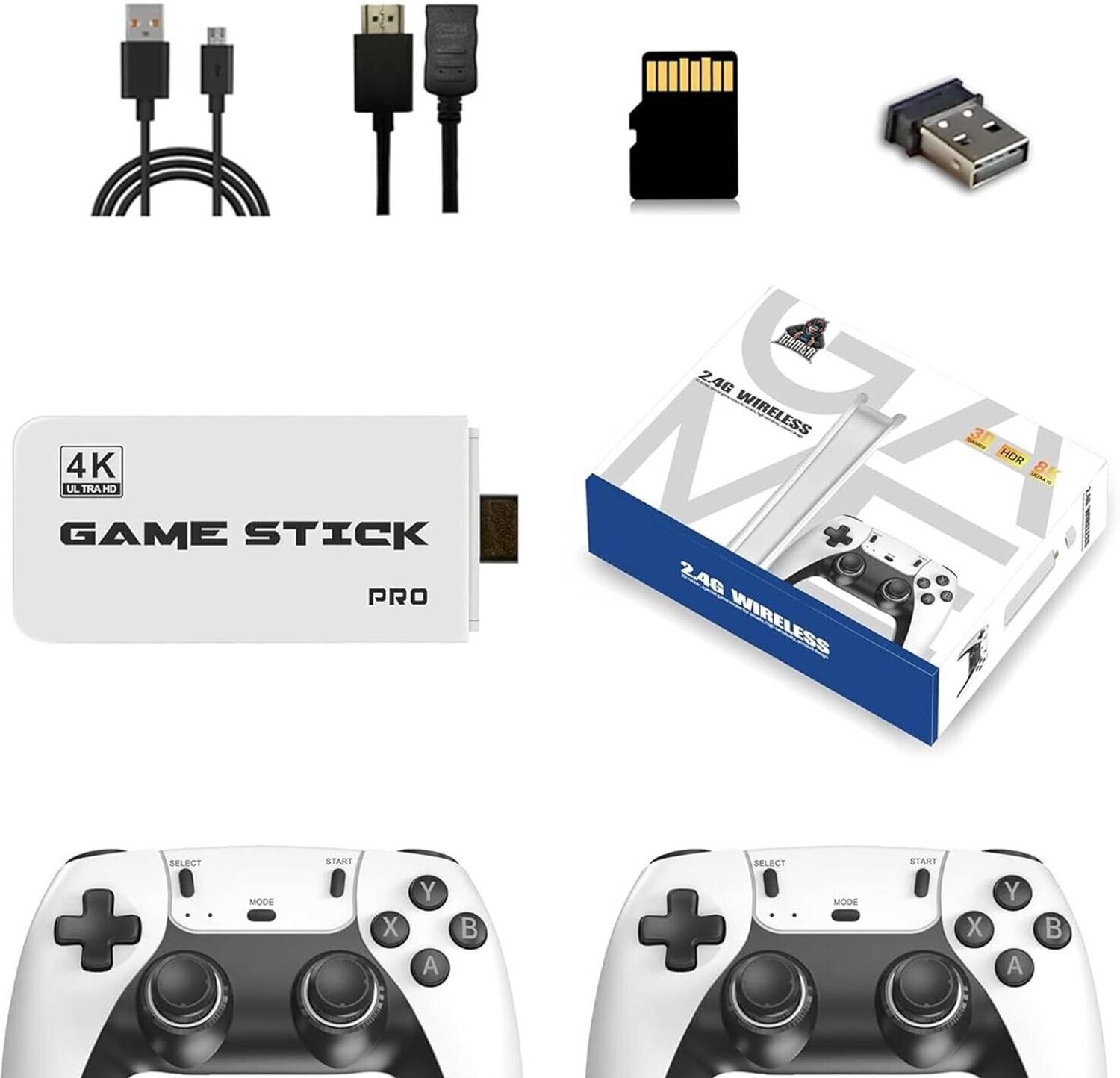 Playtastic M15 Retro Game Stick Console Pro 2.4G Dual Wireless game box 64 GB with Tekken, God War, with 23 Emulators 20000+ Games 2.4G Wireless