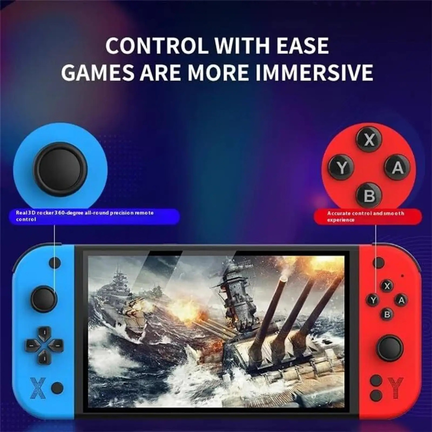 Image of HG WORLD G90 Handheld Gaming Console with Multi-System Emulator Arcade Gaming Controller 7 Inch IPS Display, quad-core processor (RK3566), 4000mAh battery, 64 GB with 30000+God of War, GTA & More Retro Games, Revisit Childhood, Tv Video game for Kids