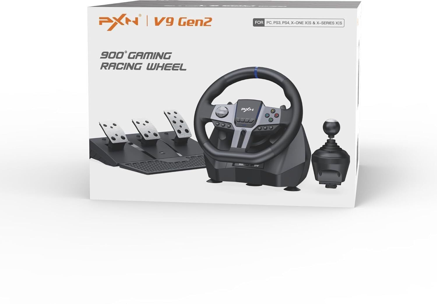 Image of BITWEAVE PXN V9 GEN 2 Gaming Steering Wheel 270 /900 Rotation Racing Wheel Shift Pedals with Car Steering Game Set for Ultimate Racing Experience