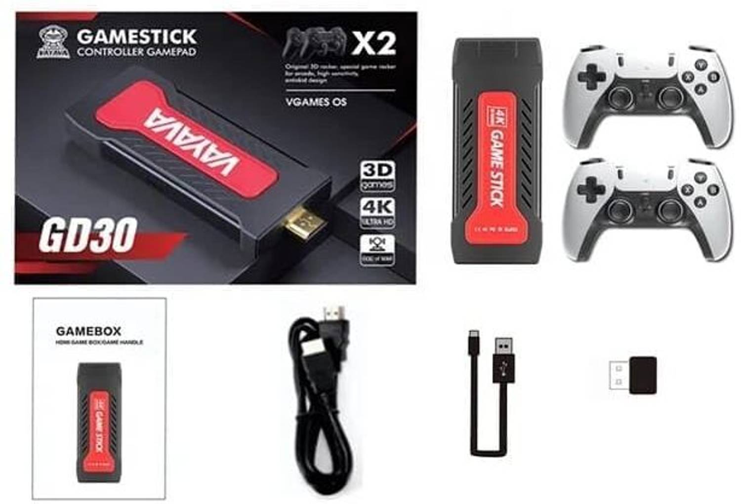 Playtastic GD30 Gamestick Video Game Console - Classic 2D/3D Games 128 GB with 15000+Preinstall video game Mario ,GTA Vice City, Tekken