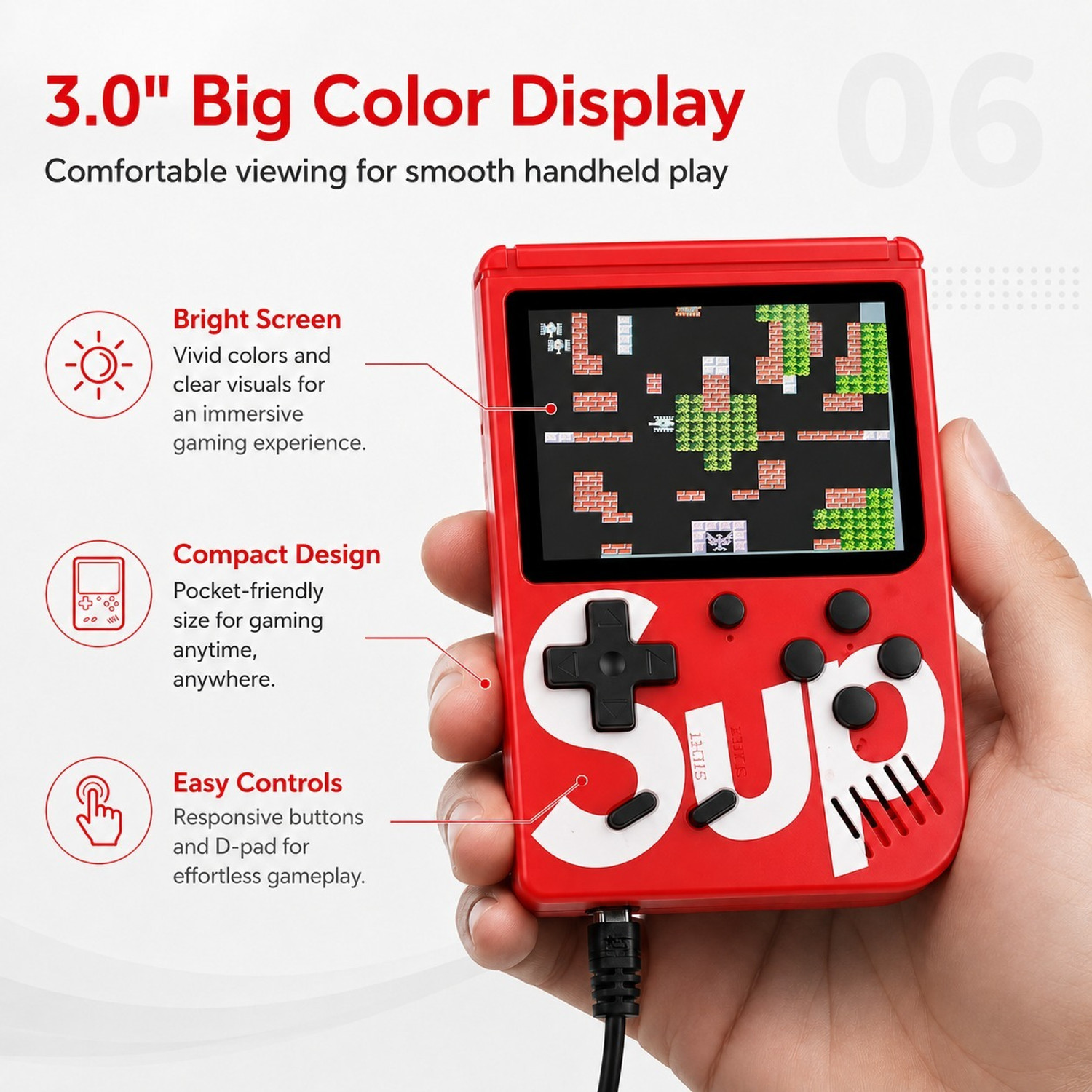 Image of HG WORLD Sup R35X 2 Player Retro 400 In 1 Classic Video Game Portable Handheld Gaming 128 MB with Full HD AV Output, Video Game Hand, Double Player