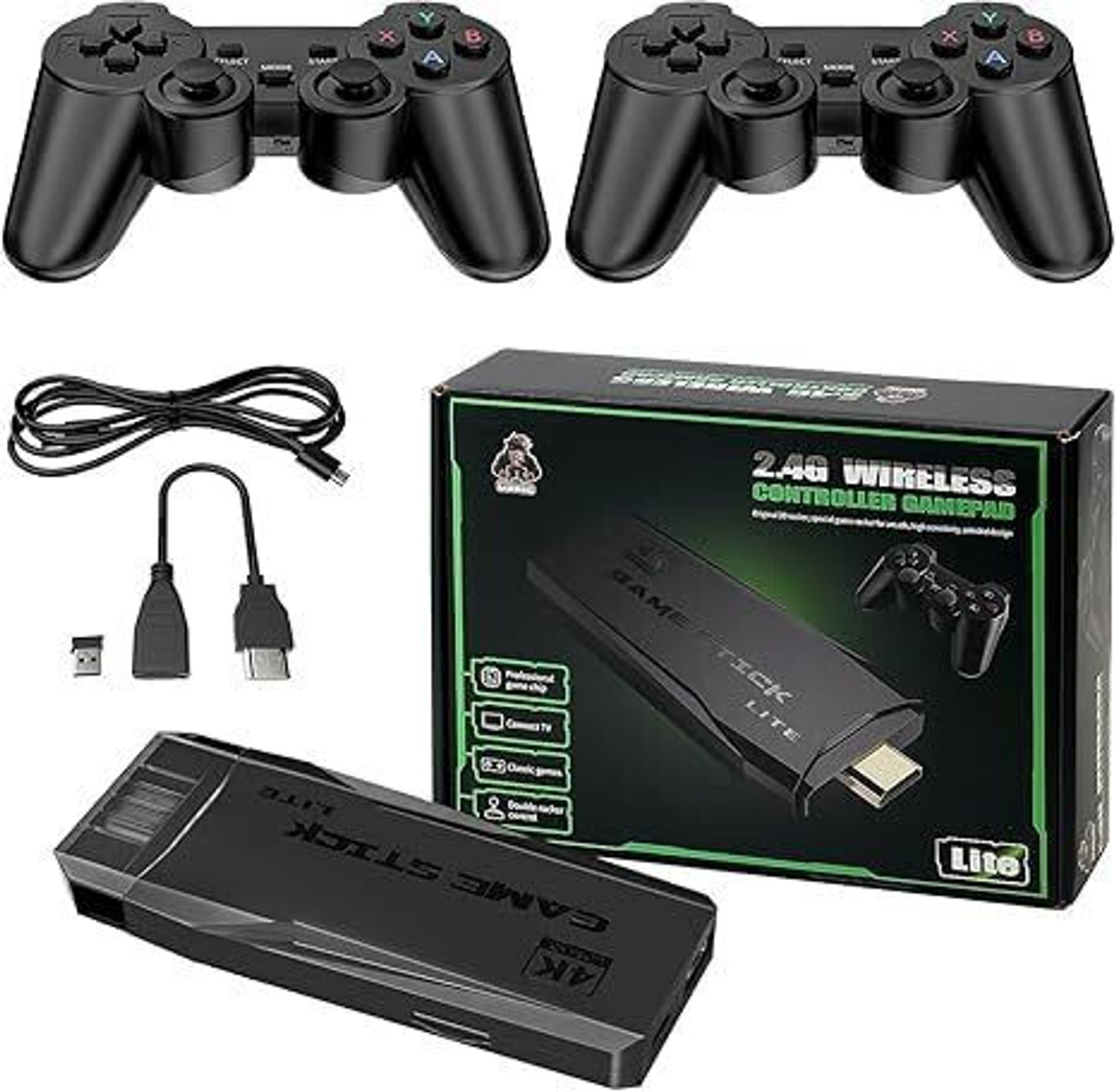 Image of Playtastic Retro Game Stick 2.4G Wireless Classic Video Game 64 GB with 10,000+Built Games, with 10 Emulators 10000+ Games 2.4G Wireless
