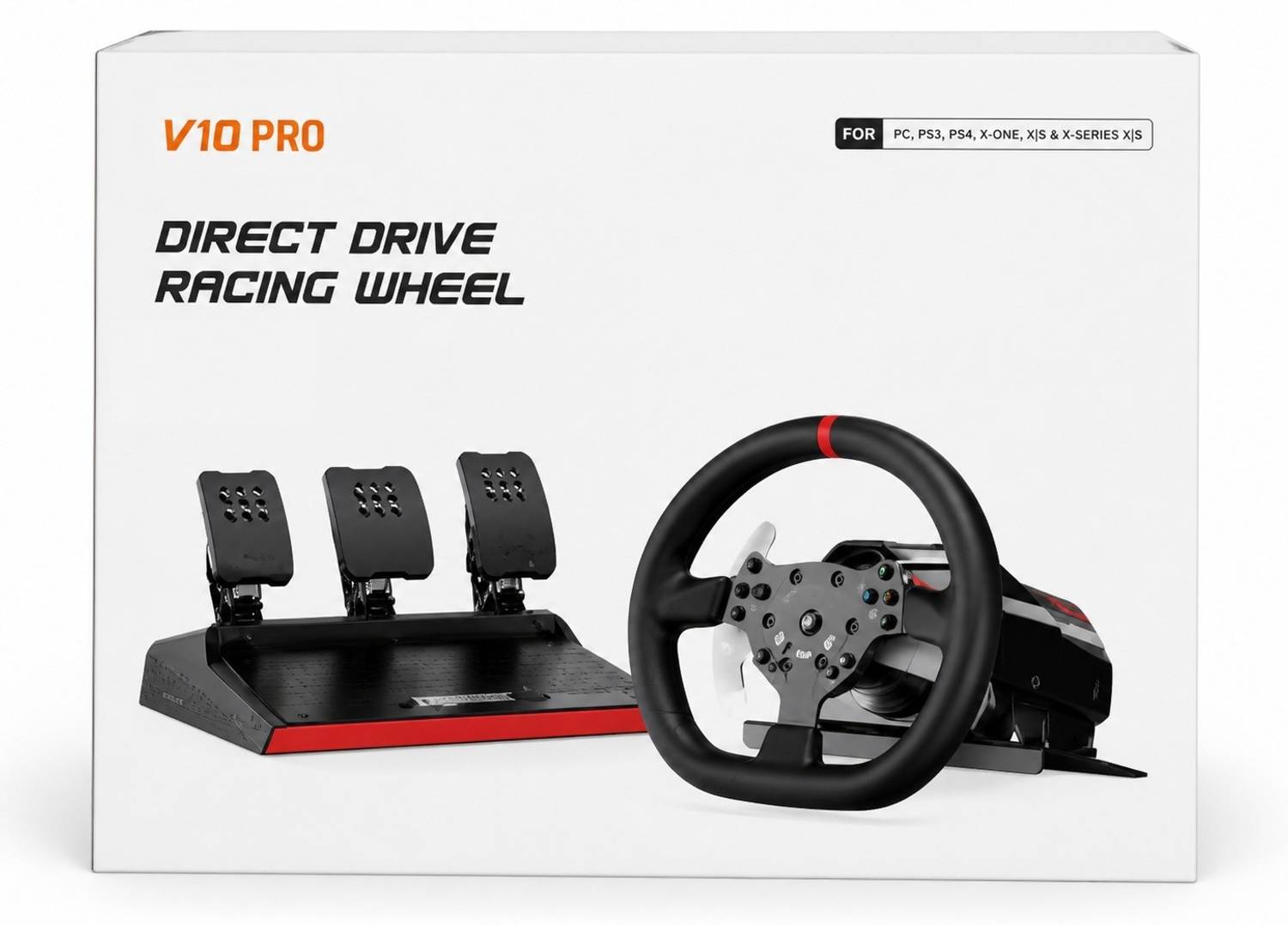 HG WORLD V10 Pro Gaming Steering Wheel With 270°/900° Adjustable Rotation Simulator with 3.2 Nm Direct Drive Servo Motor, Hall Magnetic Pedals GB with Force Feedback, Perfect Gift for Racing Gamers