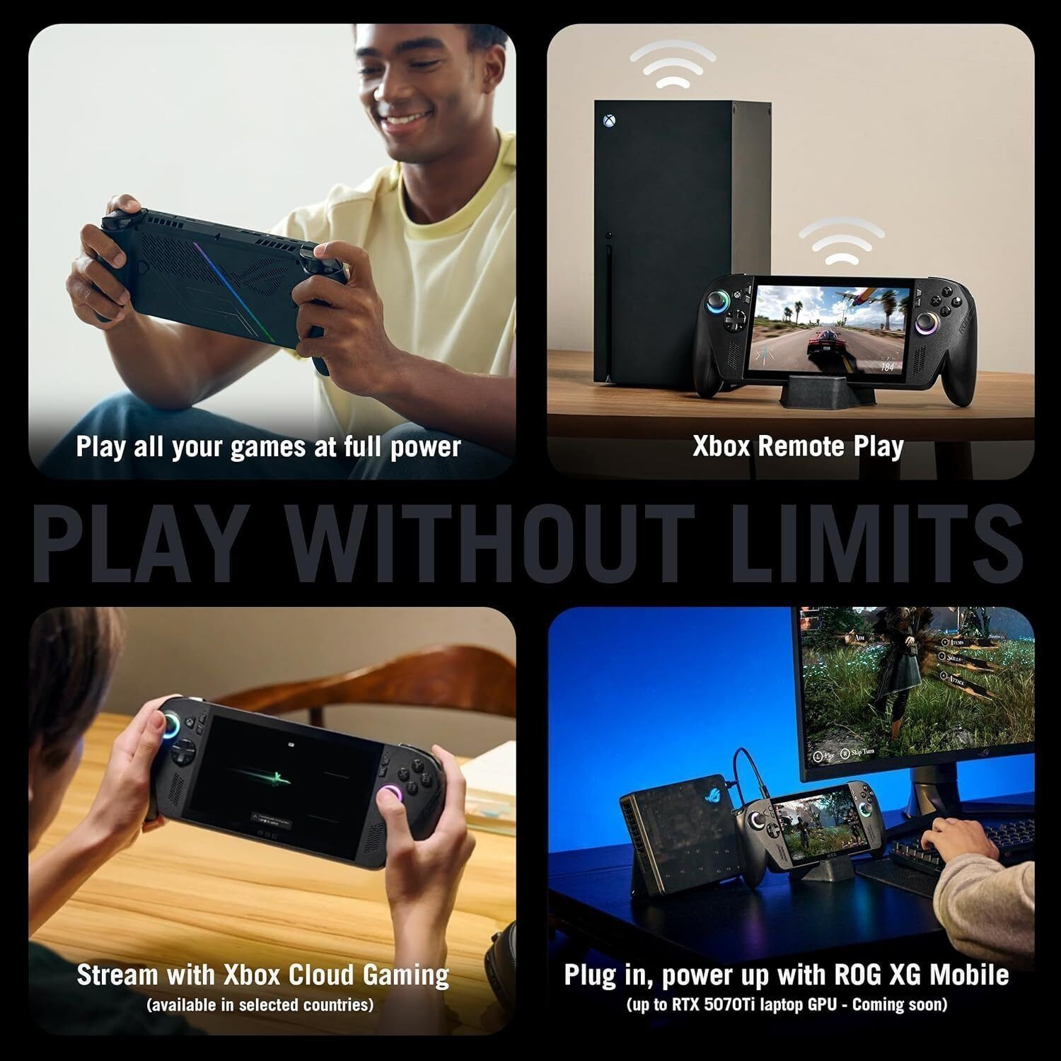Image of ASUS ROG Ally XBOX Handheld Gaming Console With AI AMD Ryzen Z2 Extreme Processor Gravity cooling, 500 nits Brightness, 80Wh Large Battrery 1TB SSD,24GB RAM with 200+ Games, Travel-friendly, Touch screen Experience, support Xbox Game Pass