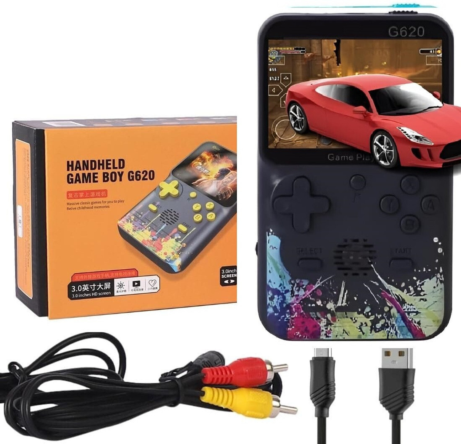 Image of HG WORLD Retro Gameboy G620 Classic VideoGames Portable Handheld PocketConsole,3.5 inchScreen 32 MB with Super Contra & Many More Games