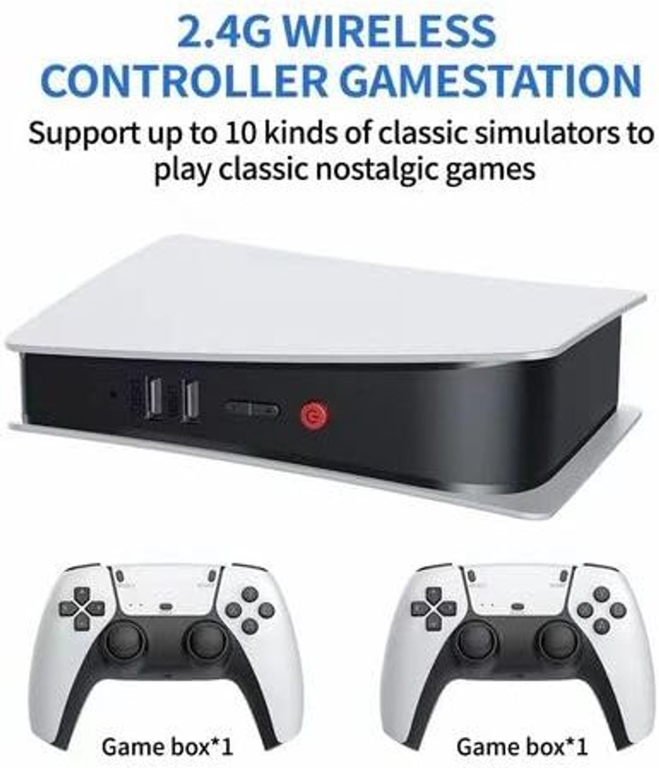 Image of Playtastic M5 Video Game Console 4k Retro Game tv Box 64 GB with 15000+ Free Games, Two Wireless Controllers for PS-1 /CPS /FC /GBA Arcade Gaming