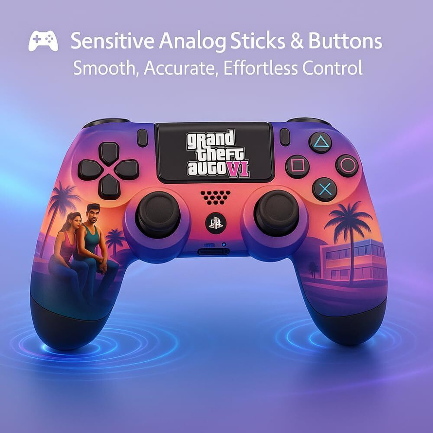 Image of Maizic Smarthome Funetic GTA 6 Themed Bluetooth Wireless P4 Gaming Controller For PS4 /PS4 Pro /PS4 NA GB