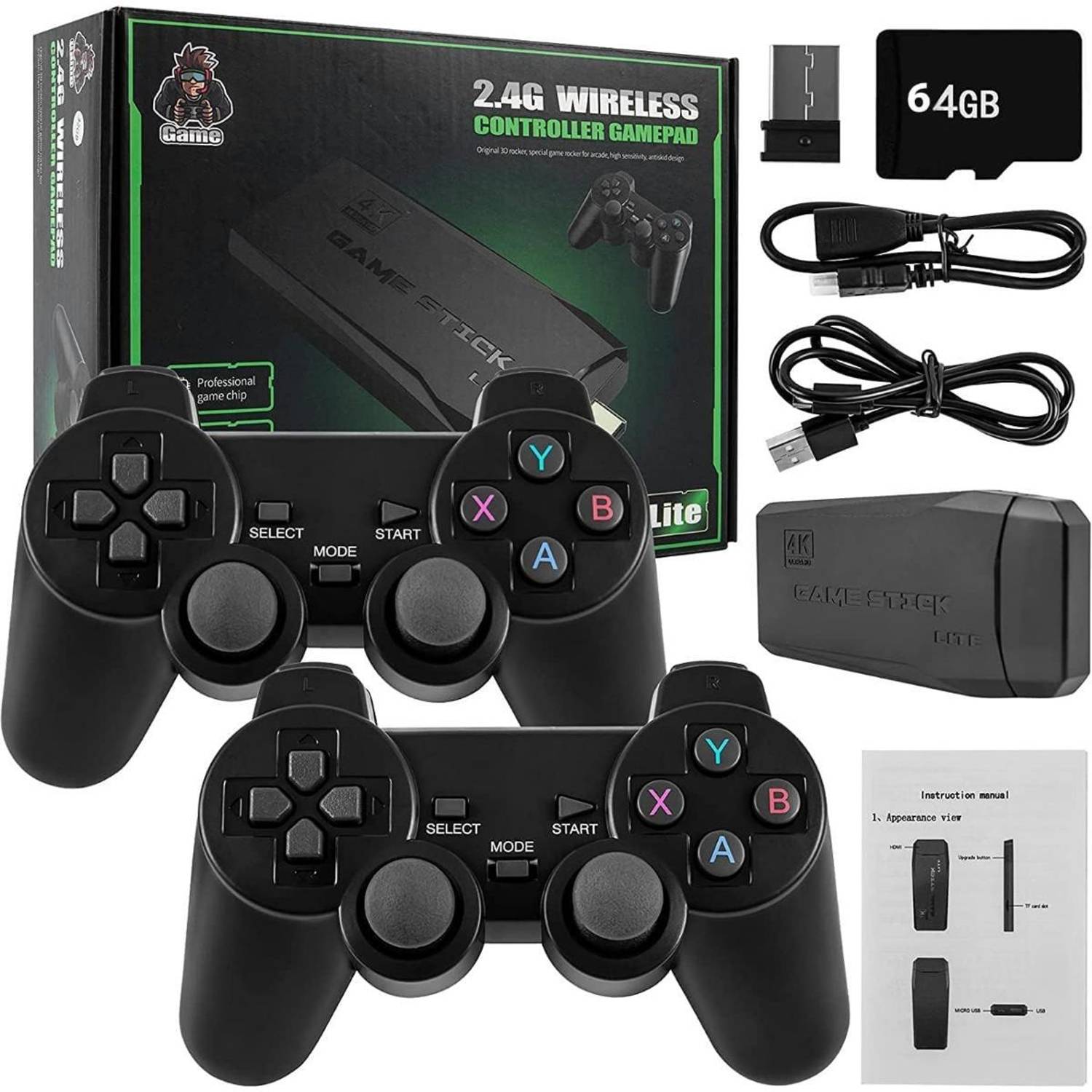 COUNTACH HDMI Output 2.4GHz M8 4K Stick 20000+ Classic Retro Game 64 GB 15 Emulators 64 GB with 15 Emulators, Super Mario, Crash, GTA, Zelda, Sonic, Donkey Kong, Street Fighter