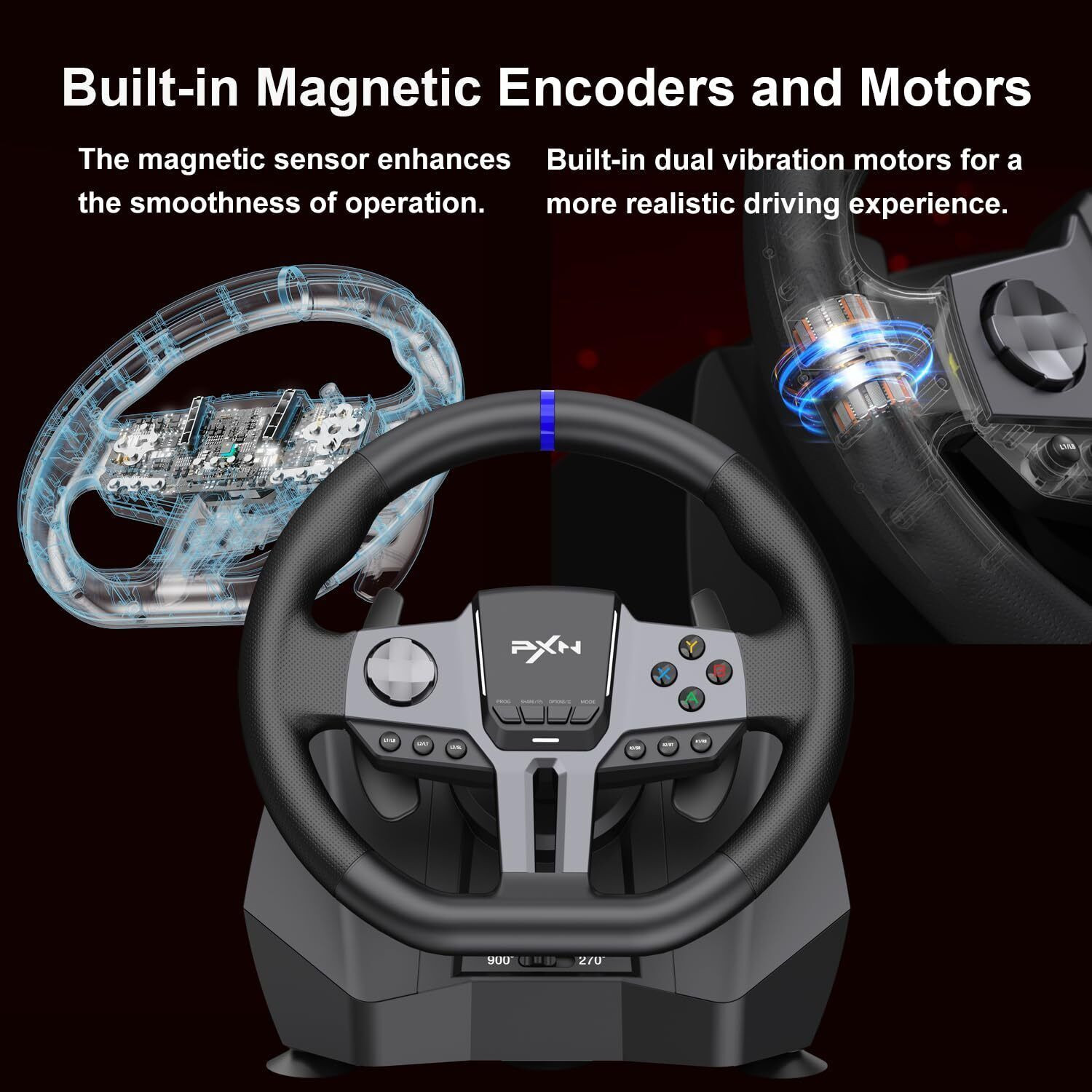 Image of BITWEAVE PXN V9 GEN 2 Gaming Steering Wheel 270 /900 Rotation Racing Wheel Shift Pedals with Car Steering Game Set for Ultimate Racing Experience