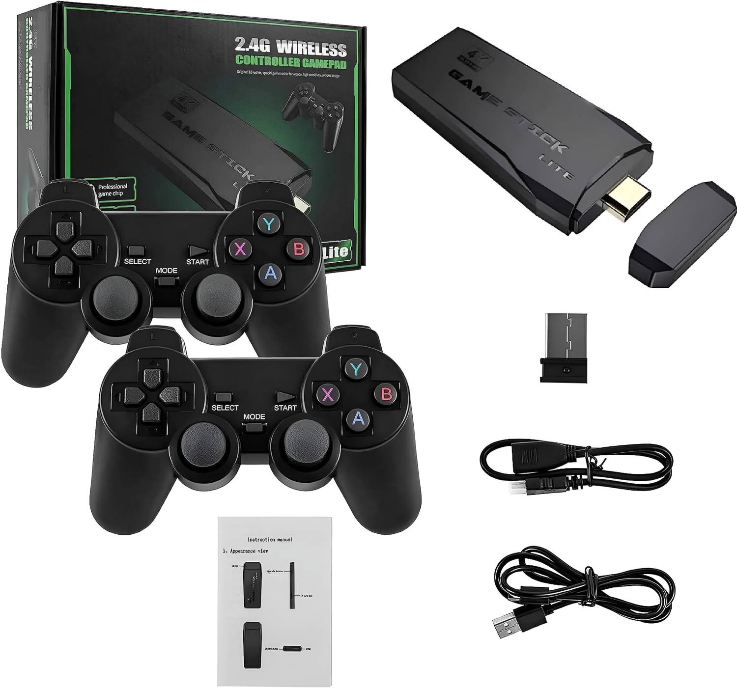 HG WORLD Retro Game Stick 2.4G Wireless Classic Video Game Portable Pocket Gaming Console 64 GB with Super Contra & Many More Games