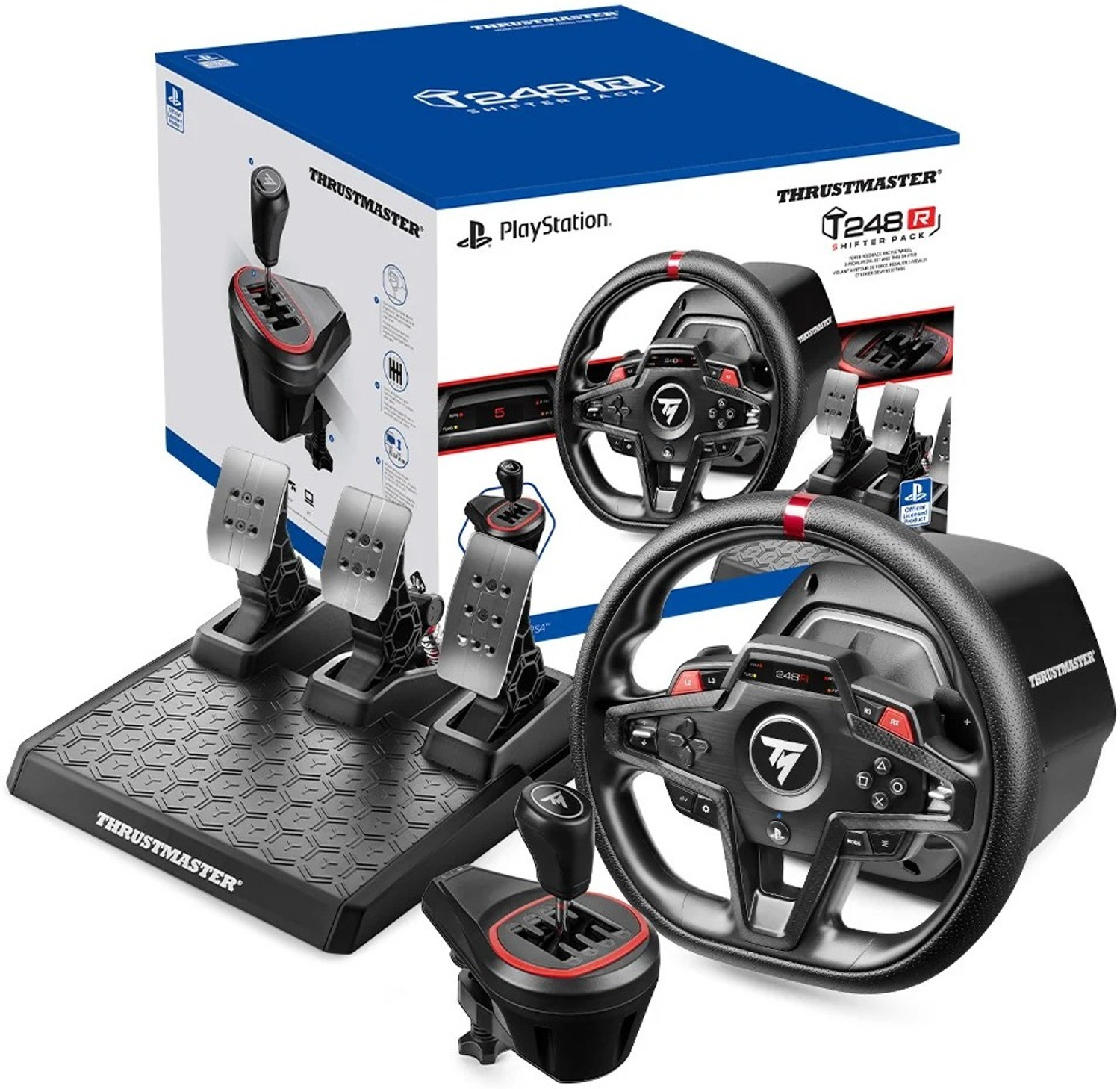 Image of THRUSTMASTER T248R Shifter Pack Force Feedback Wheel,T3PM Pedals,TH8S Shifter For Playstation with Next-Gen Hybrid Drive, LCD Telemetry Screen, Perfect Gift for Gamer