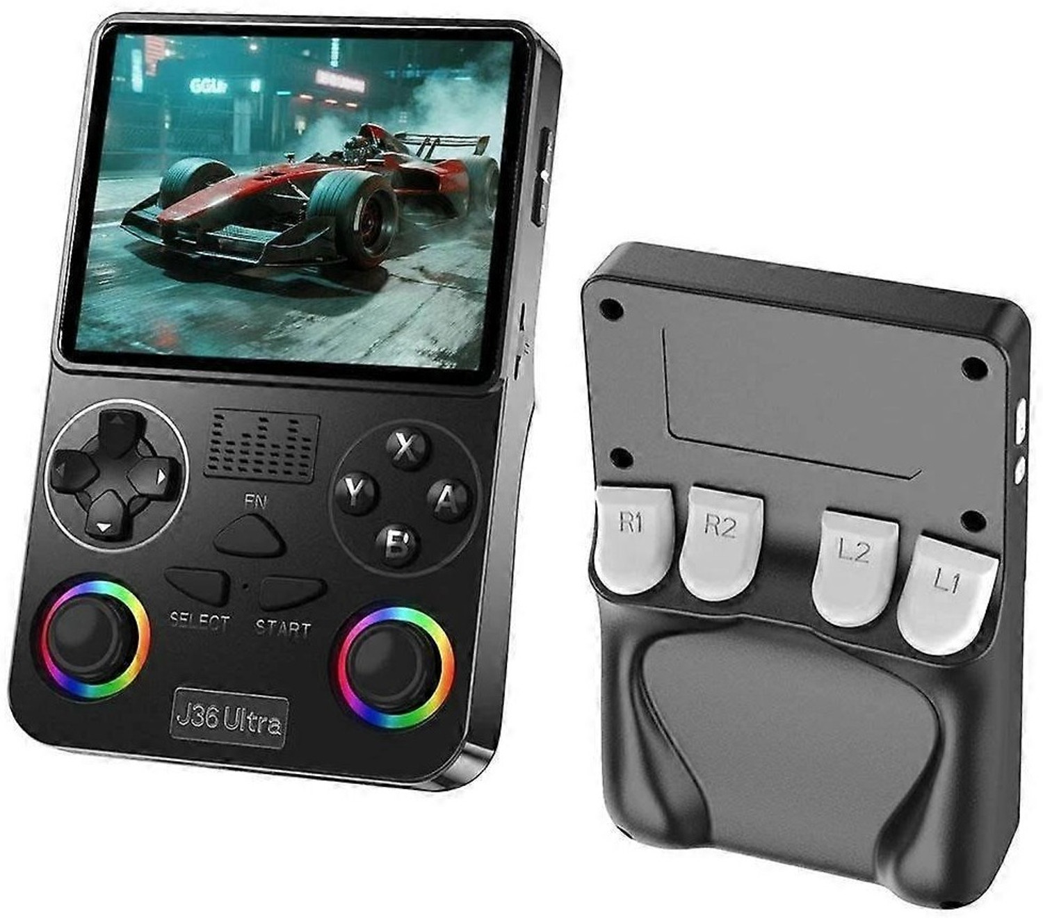 Image of Playtastic J36 Ultra Game Console 4 inch Retro Emulator System 64 GB with RGB joystick lighting & Built-in YouTube support