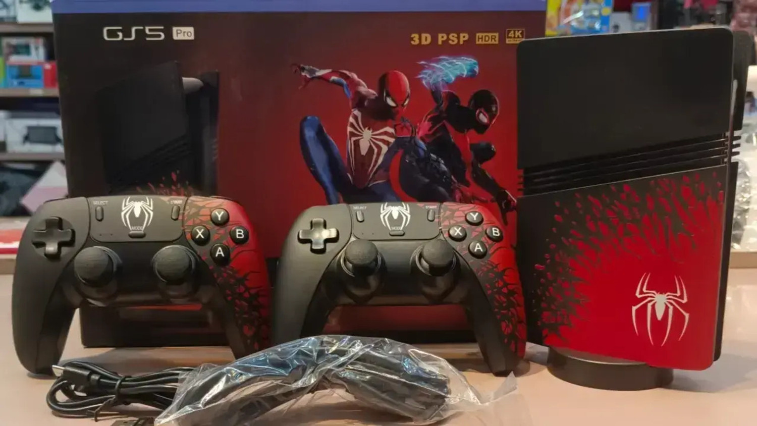 Image of Confiavel GS5 Pro Retro Game Console Spiderman Edititon 64 GB with GTA San Andreas, 52 Emulators, 30,000+ Games Like God Of War ,Tekken, SmackDown