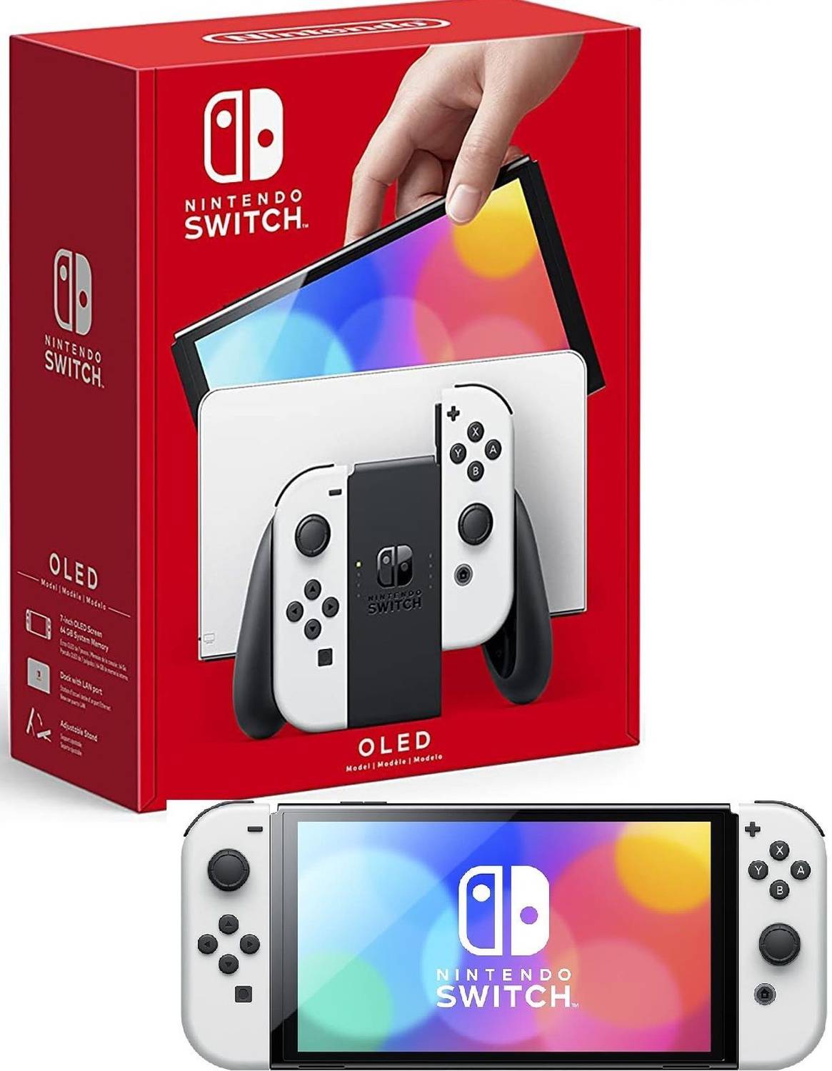 NINTENDO Switch OLED Portable Gaming Console for Seamless Play on TV,Tabletop or Handheld Built-in Wi-Fi & Multiplayer Joy-Con Controls, Enhanced Audio, Long Battery, 64 GB with 7-Inch Vibrant Display Screen, Support Classics, Mario Odyssey, Zelda, Pokémon, Smash Bros