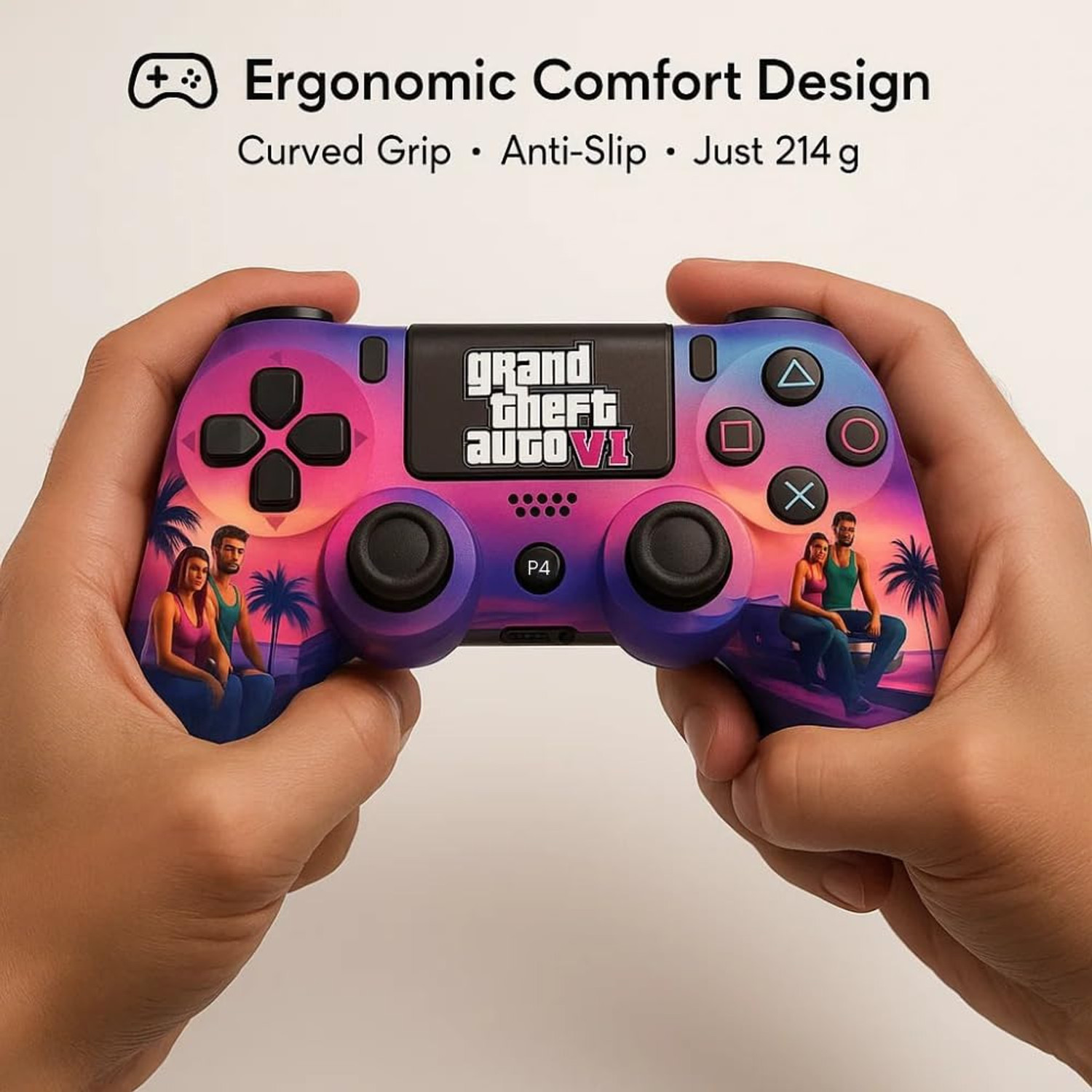 Image of Maizic Smarthome Funetic GTA 6 Themed Bluetooth Wireless P4 Gaming Controller For PS4 /PS4 Pro /PS4 NA GB