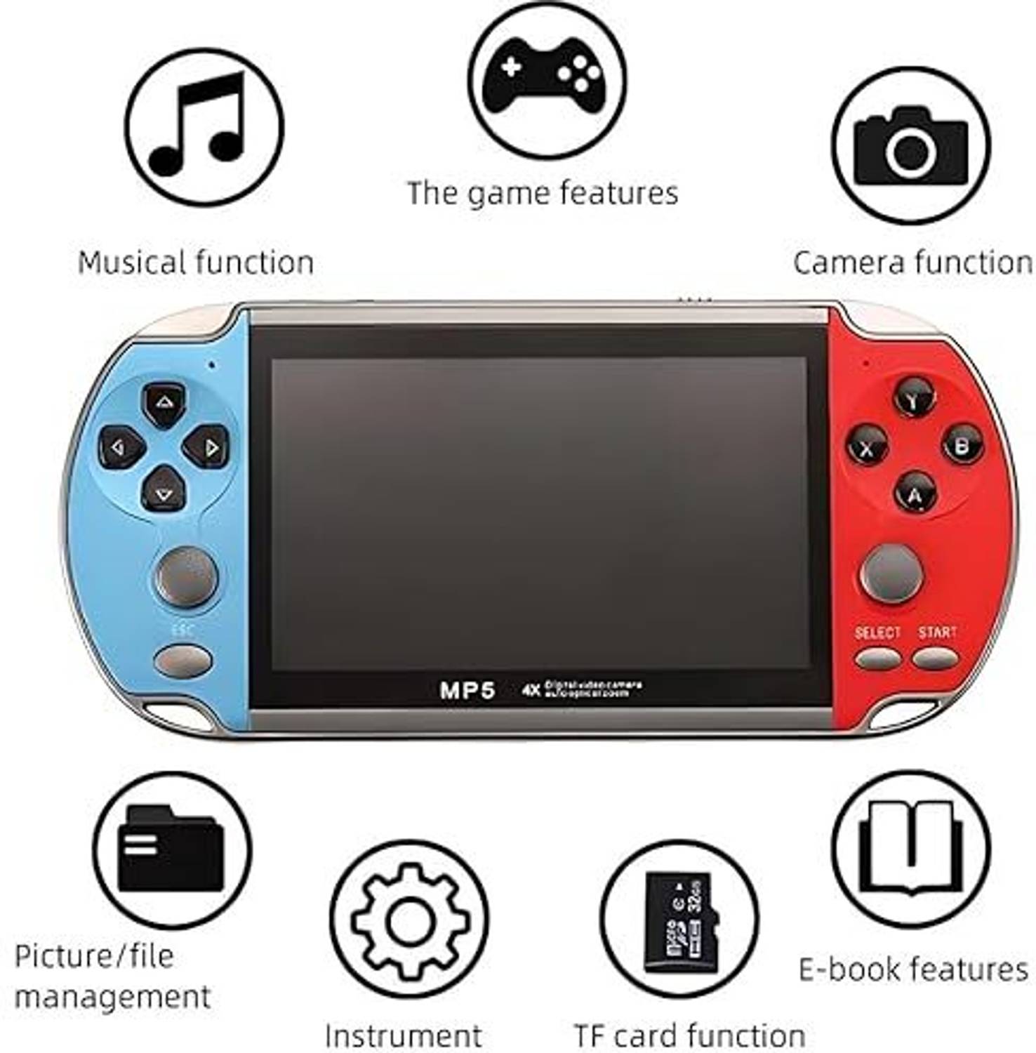 SSR X7 Handheld Game Console Unlock 3000+ PSP Built-in Games 8 GB