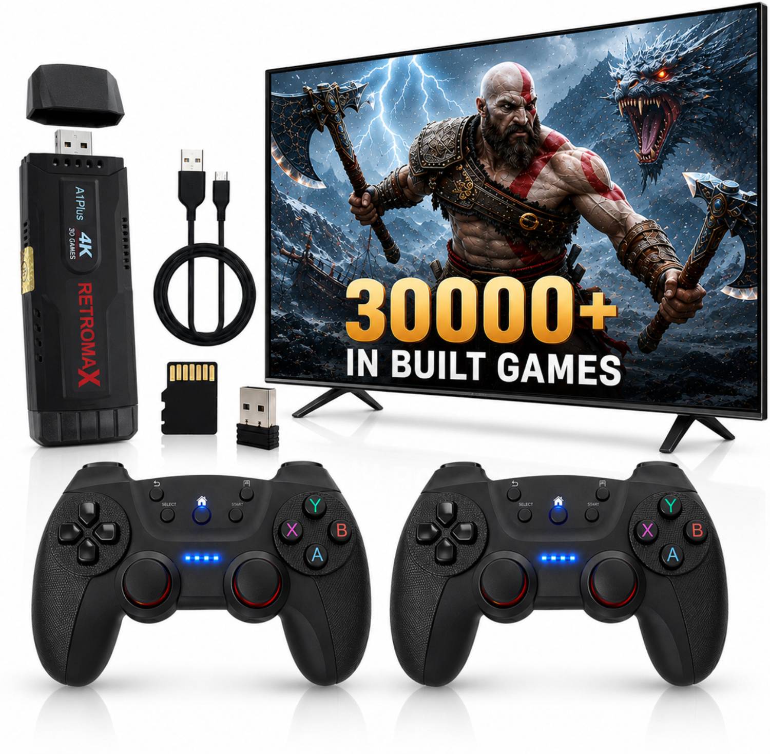 Timkolas Max plush 2.4g Tv video game with 30000+inbuil classic video games&gamespads_02 64 GB with God of War, Vice City, Liberty City, Tekken, WWE SmackDown, Cricket G.