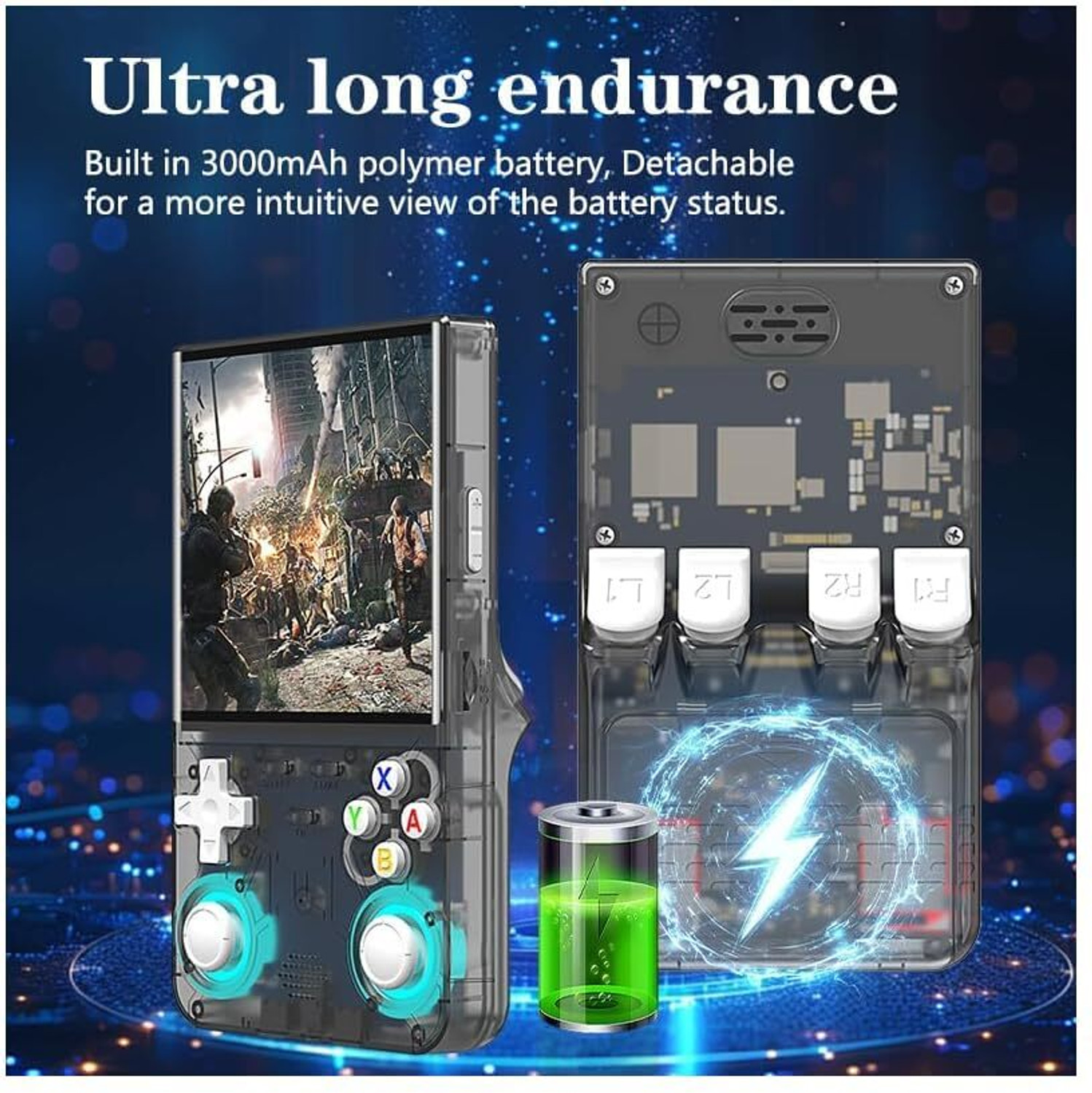 Image of GAMESOUL R36S Ultra retro Game Console 3.5 inch Retro Emulator System Revisit Childhood, Retro Old Video Game (Best Gift & Fun) for All Ages 64 GB with 20000+ Game, GTA, , Loved by Fans