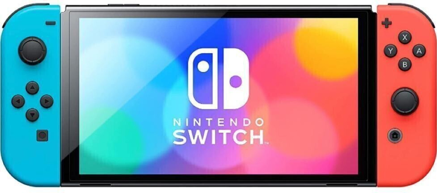Image of NINTENDO Switch OLED Console with Neon Blue Neon Red Joy Con 64 GB