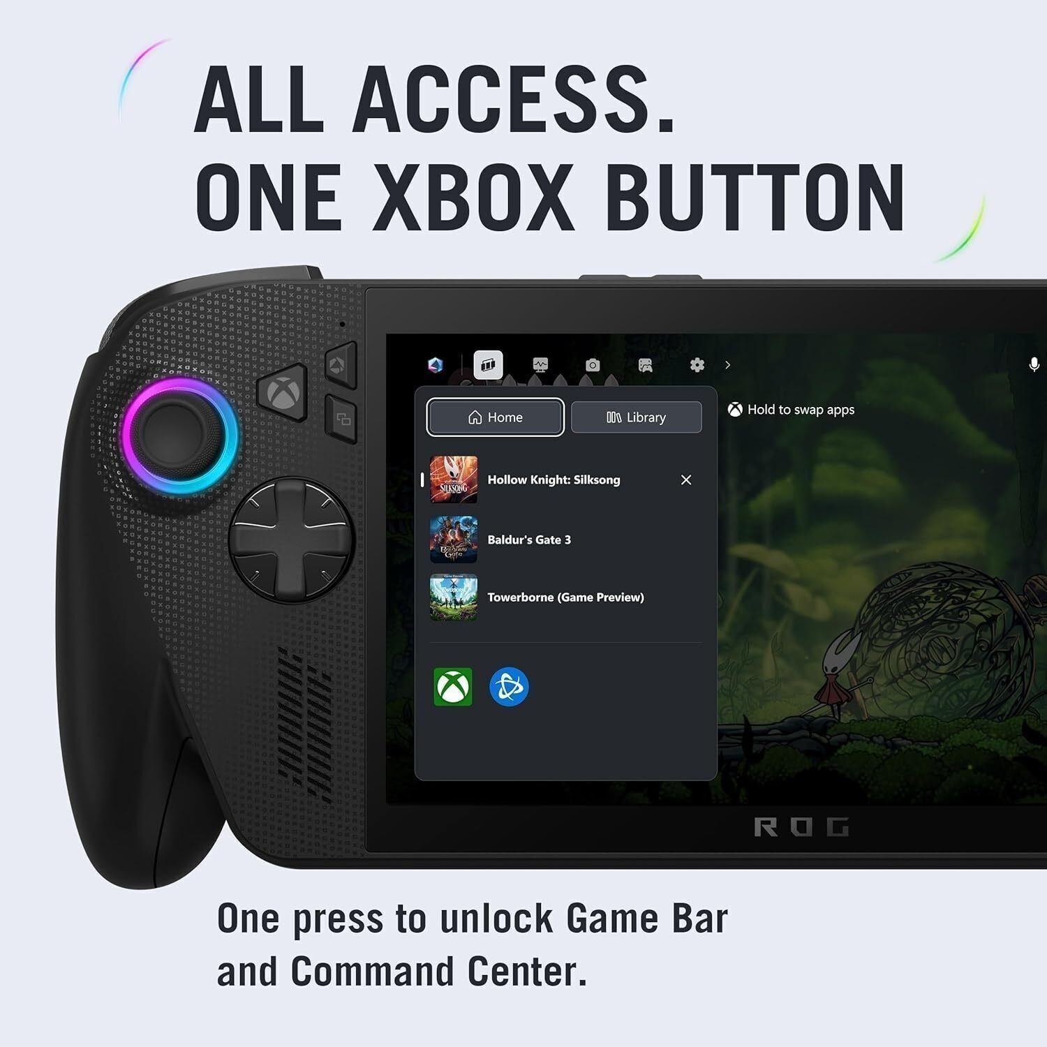 Image of ASUS ROG Ally XBOX Handheld Gaming Console With AI AMD Ryzen Z2 Extreme Processor Gravity cooling, 500 nits Brightness, 80Wh Large Battrery 1TB SSD,24GB RAM with 200+ Games, Travel-friendly, Touch screen Experience, support Xbox Game Pass